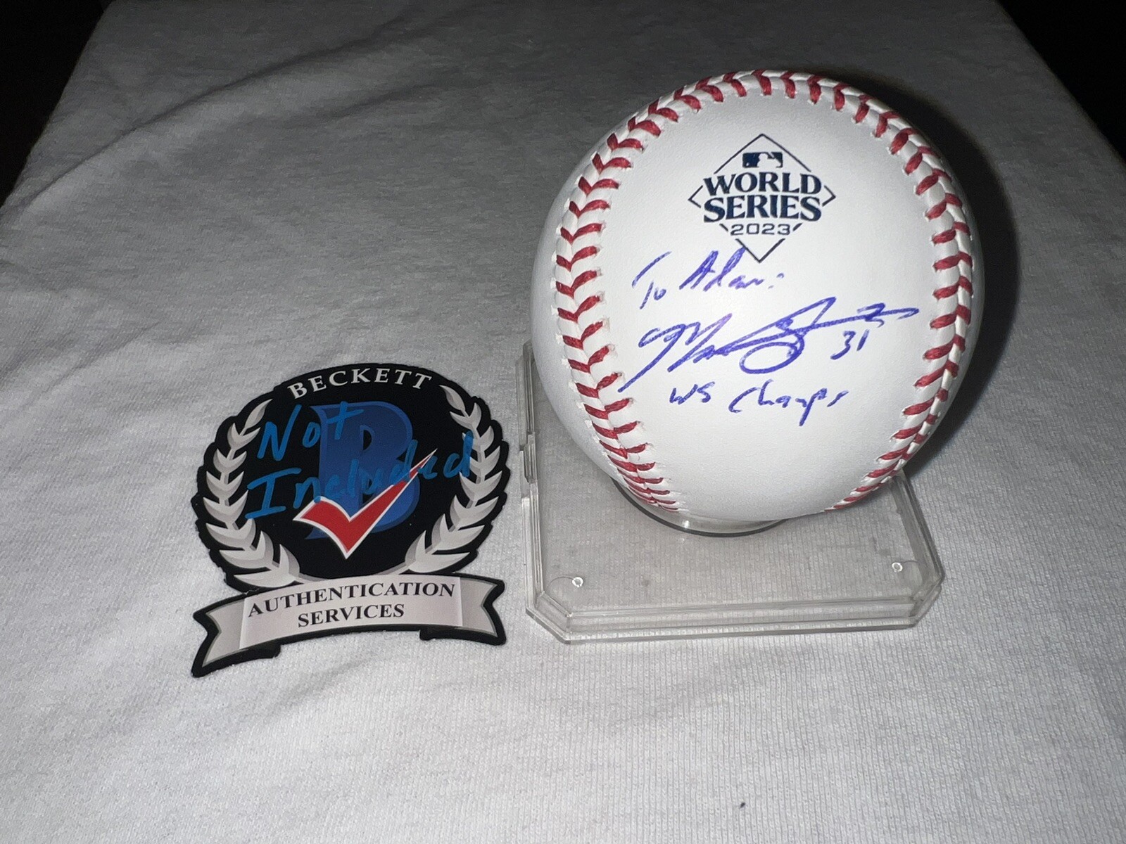 Max Scherzer Signed Official 2023 World Series Baseball Texas Rangers Beckett #3
