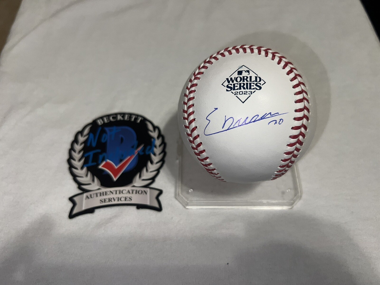 Ezequiel Duran Signed Official 2023 World Series Baseball Texas Rangers BAS #2
