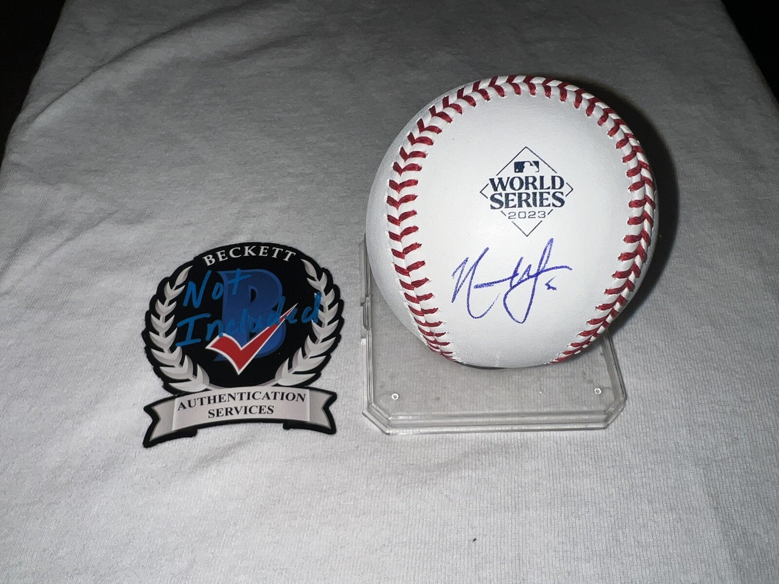 Nathaniel Lowe Signed Official 2023 World Series Baseball Texas Rangers BAS #3