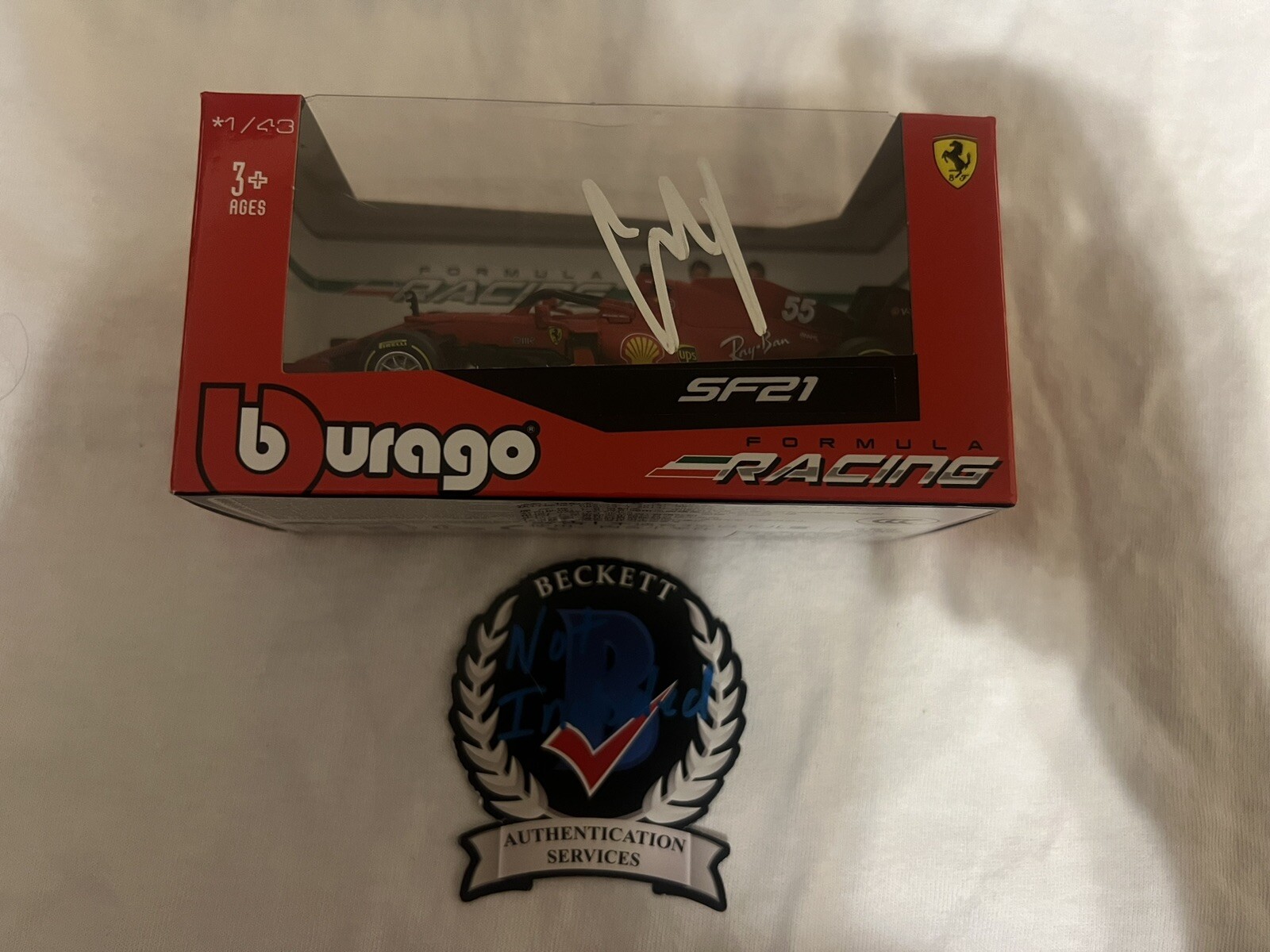 Carlos Sainz Signed Official Ferrari 1:43 Model Car 2022 Superstar Beckett