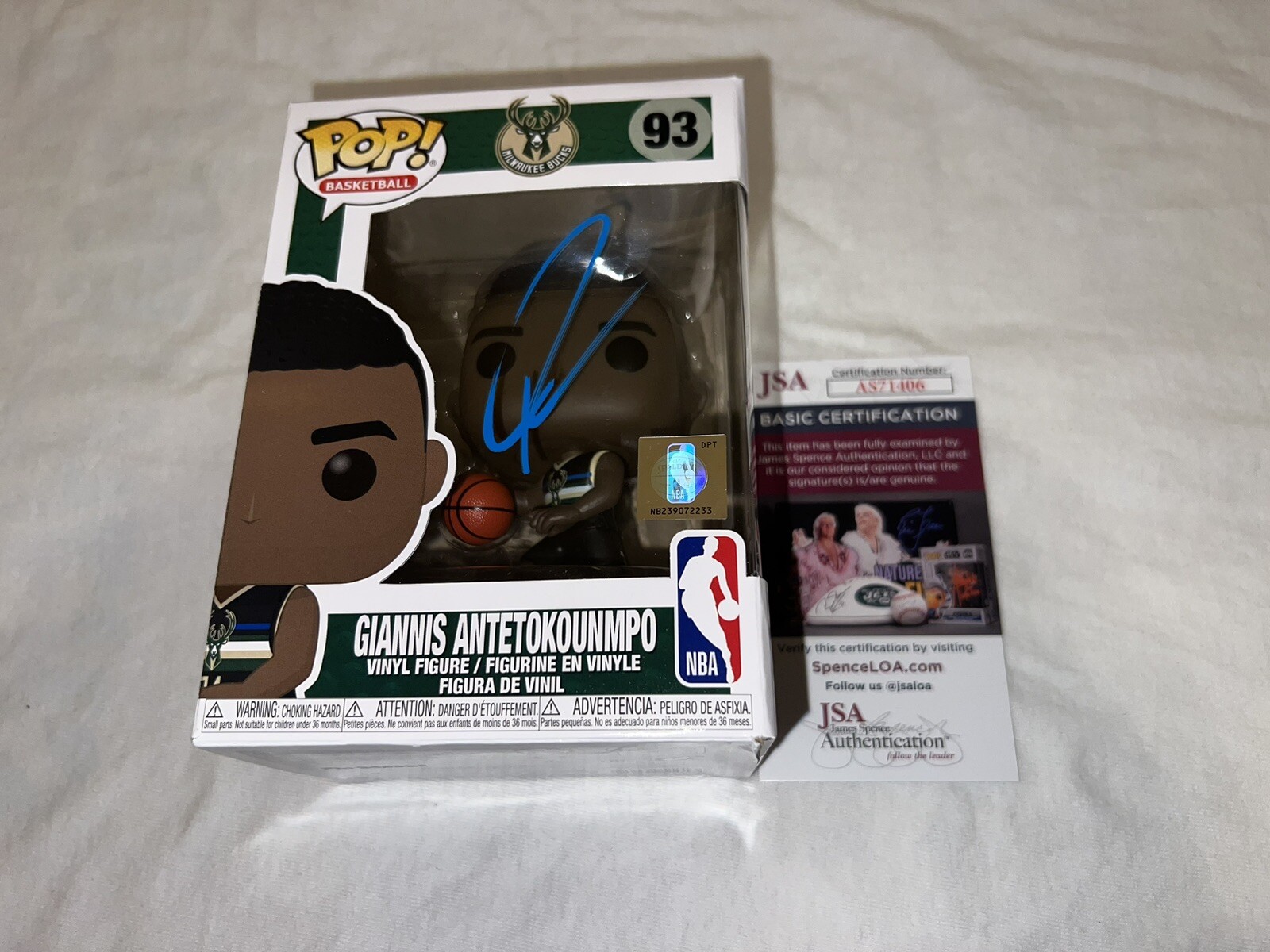 Giannis Antetokounmpo Signed Official Funko Pop Figure Mikwaukee Bucks JSA Auth