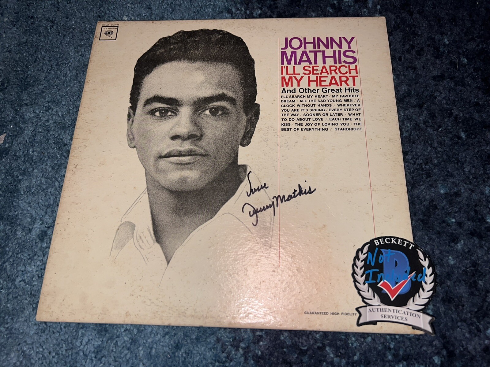 Johnny Mathis Signed Vinyl Album I’ll Search My Heart Legend Beckett
