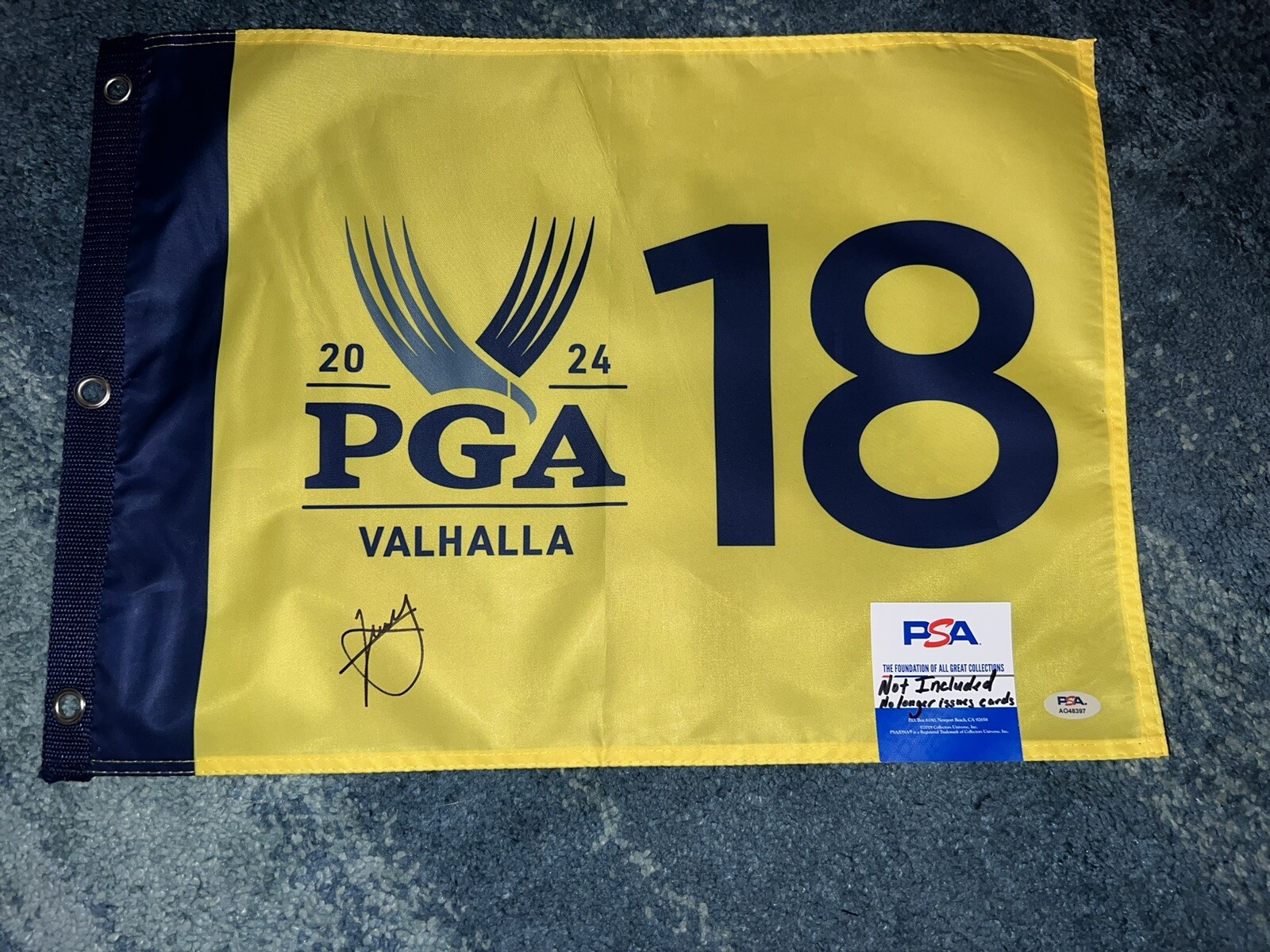 XANDER SCHAUFFELE SIGNED OFFICIAL 2024 PGA CHAMPIONSHIP FLAG VALHALLA GOLF PSA 2 COLLECTIBLE MEMORABILIA