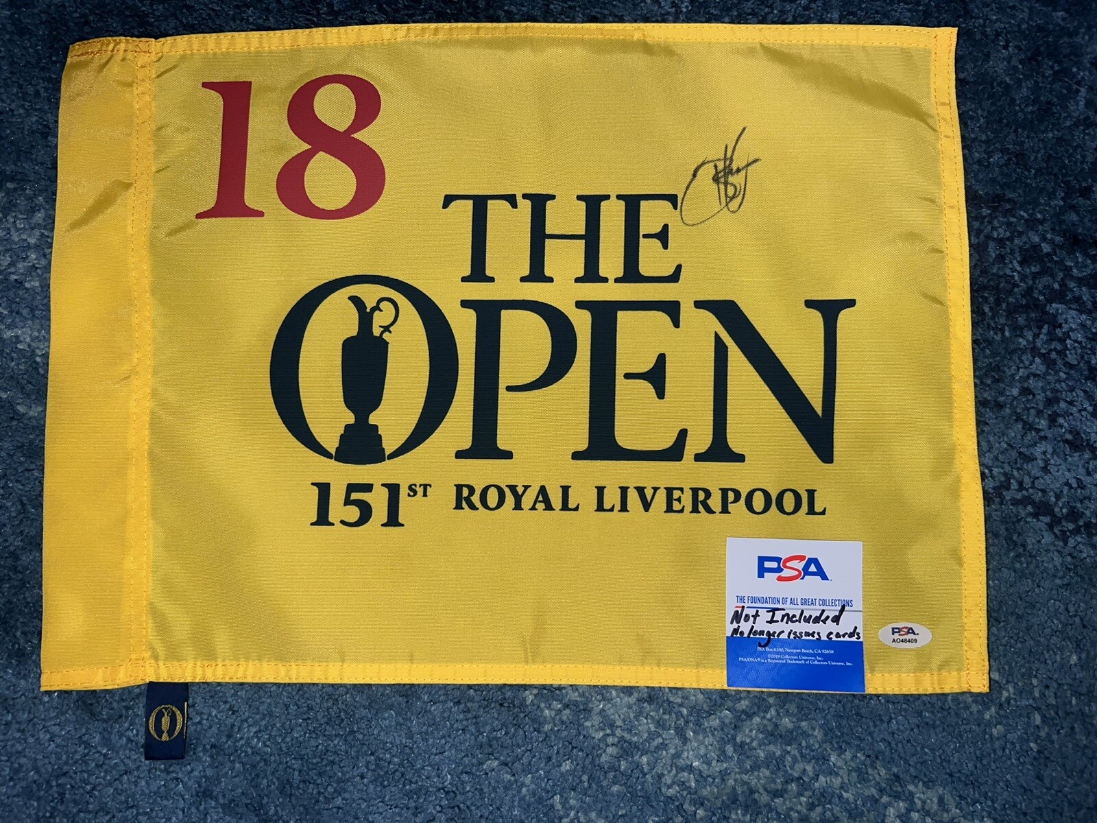 Brian Harman Signed Official 151st Open Championship Flag British Champ PSA #4