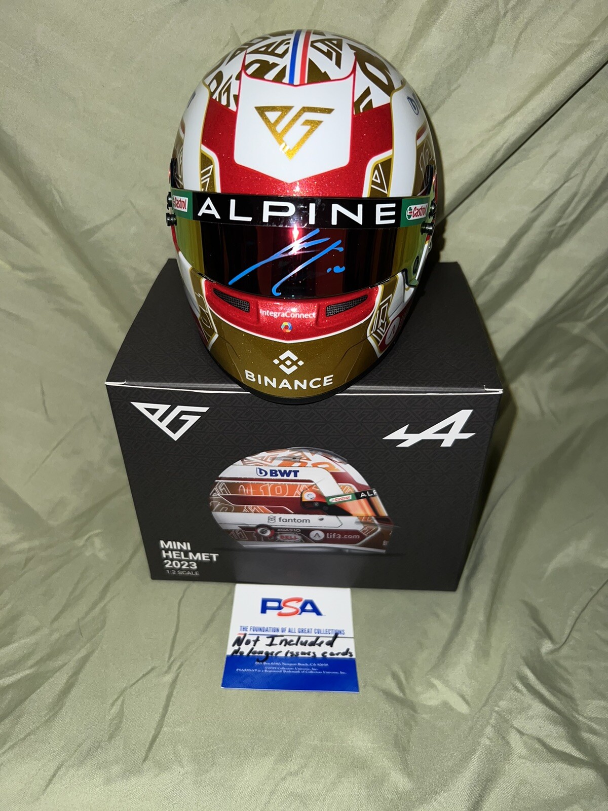 Pierre Gasly Signed Official 2023 Season 1:2 Mini Helmet Alpine Star PSA/DNA