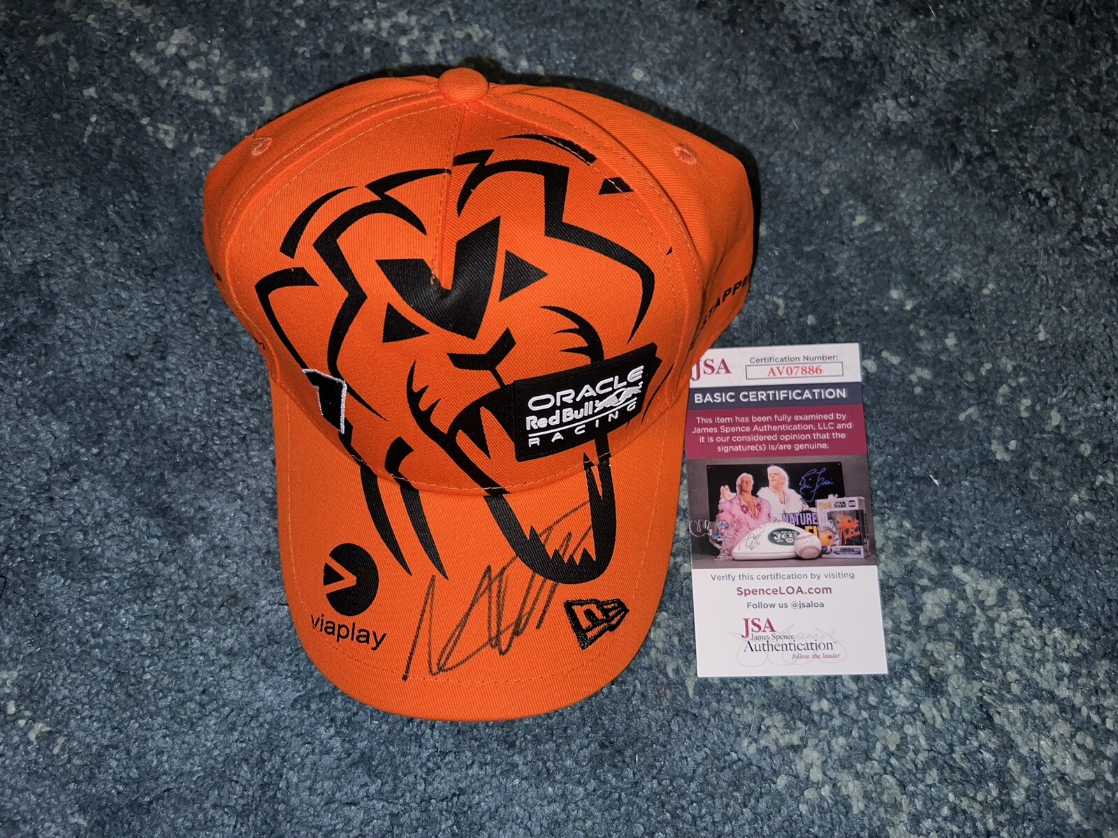 Max Verstappen Signed Orange Army Red Bull Hat 3x F1 Champ JSA Auth #2