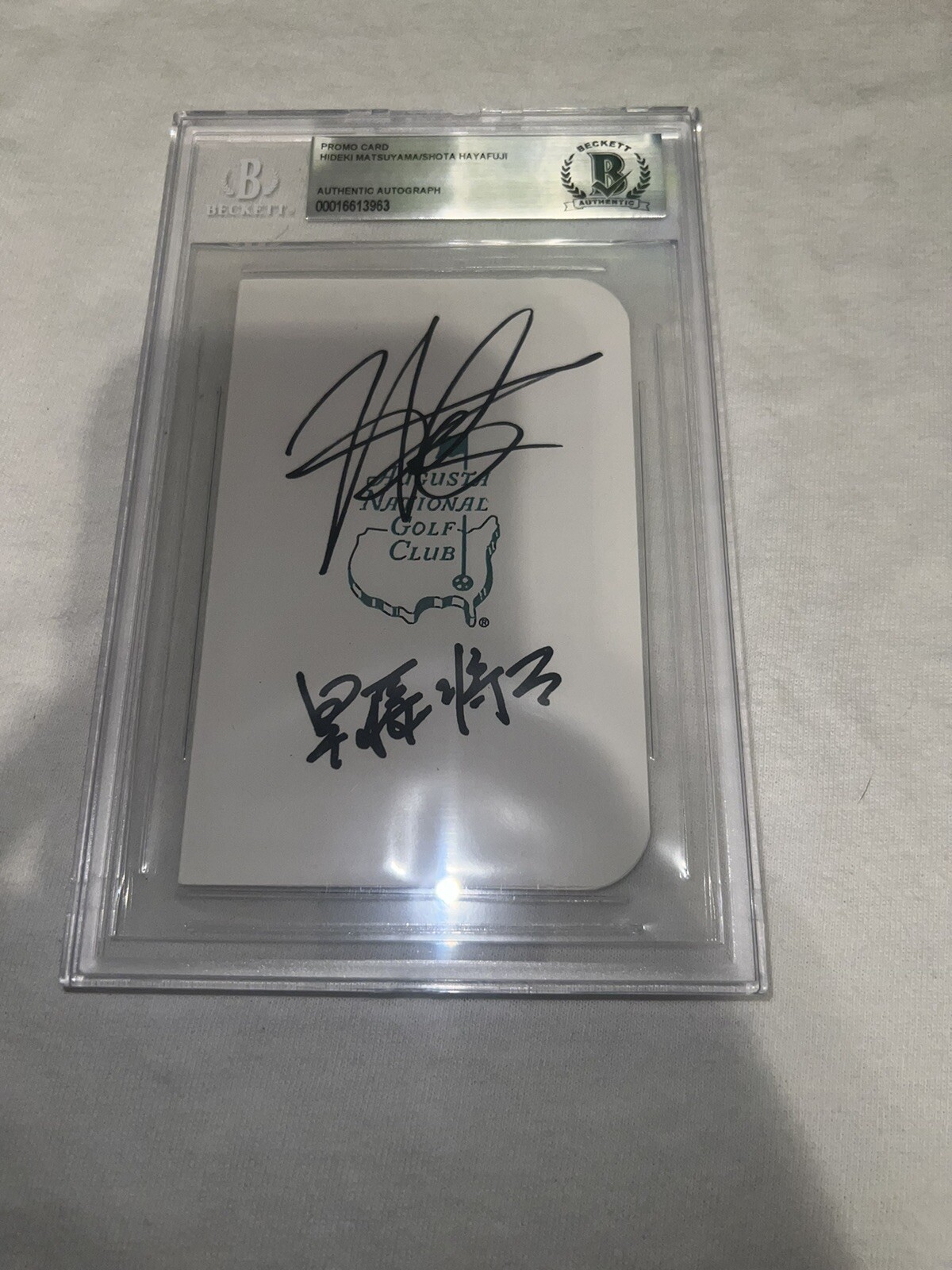 Hideki Matsuyama & Shota Hayafuji Signed Masters Scorecard Masters 2021 Beckett