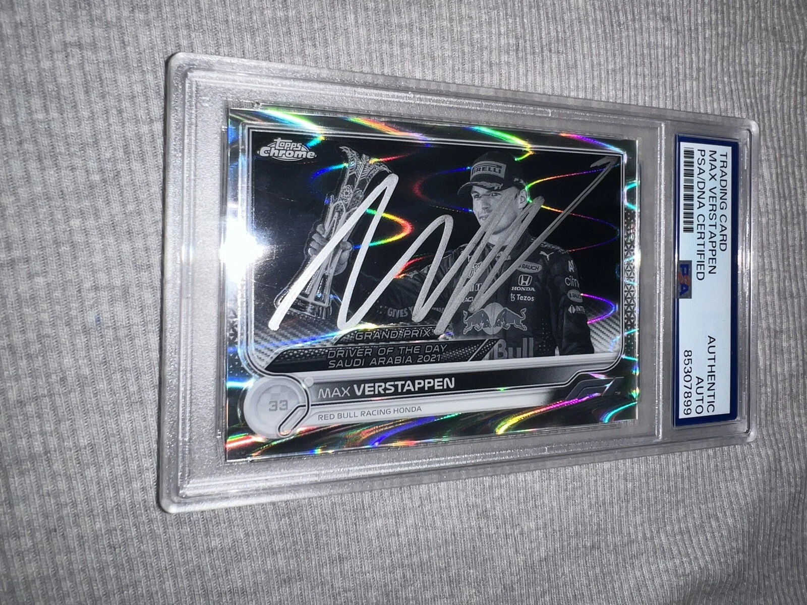 Max Verstappen Signed 2022 Topps Chrome F1 Card #192 B&W Red Bull Star PSA/DNA