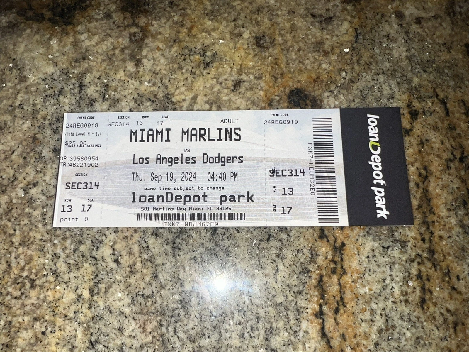 Shohei Ohtani 50/50 Official Ticket Stub 9/19/2024 LA Dodgers Seat 17 #3