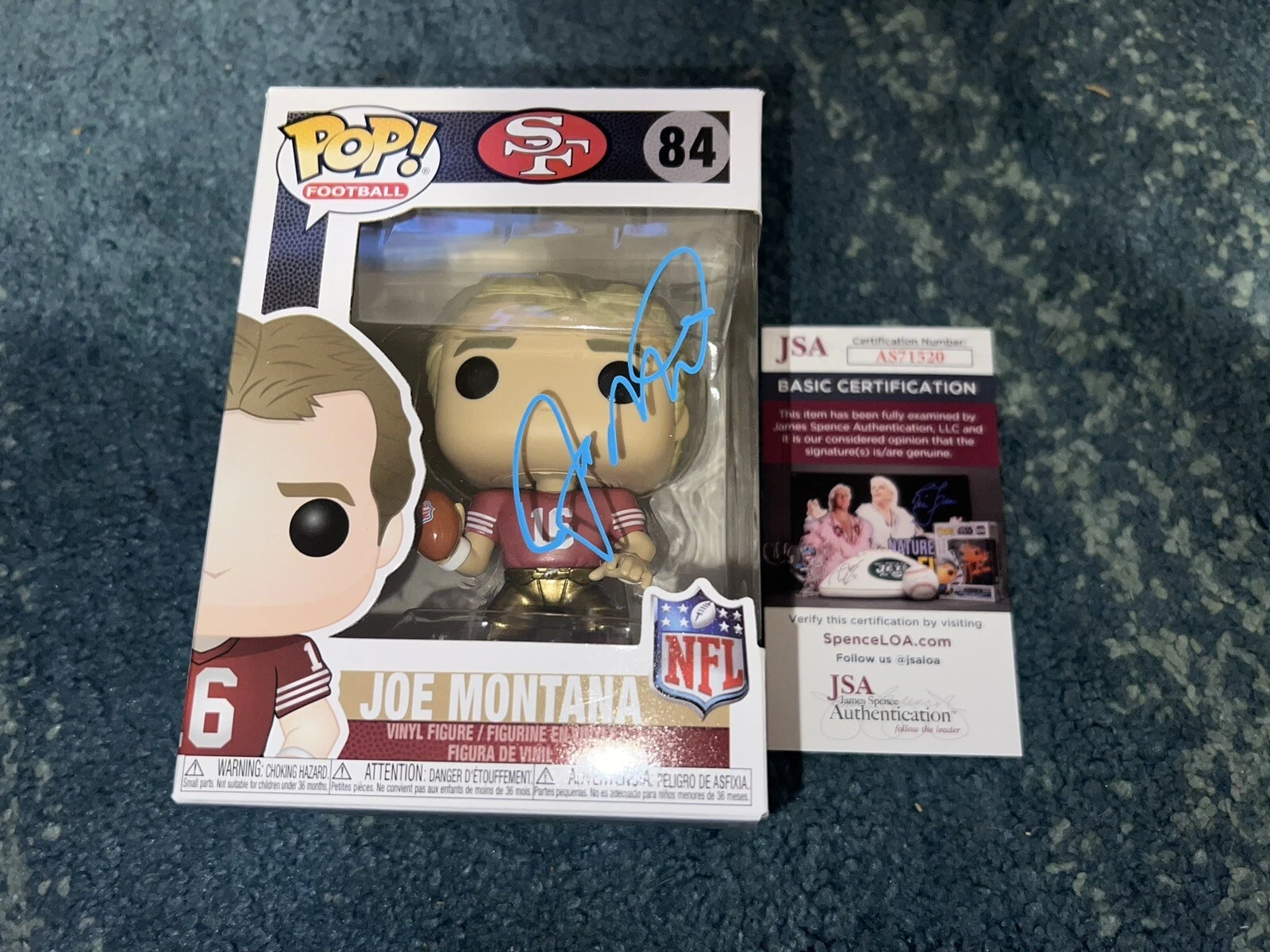 Joe Montana Signed Official SF 49’ers Funko Pop Figure Hall Of Fame JSA Auth