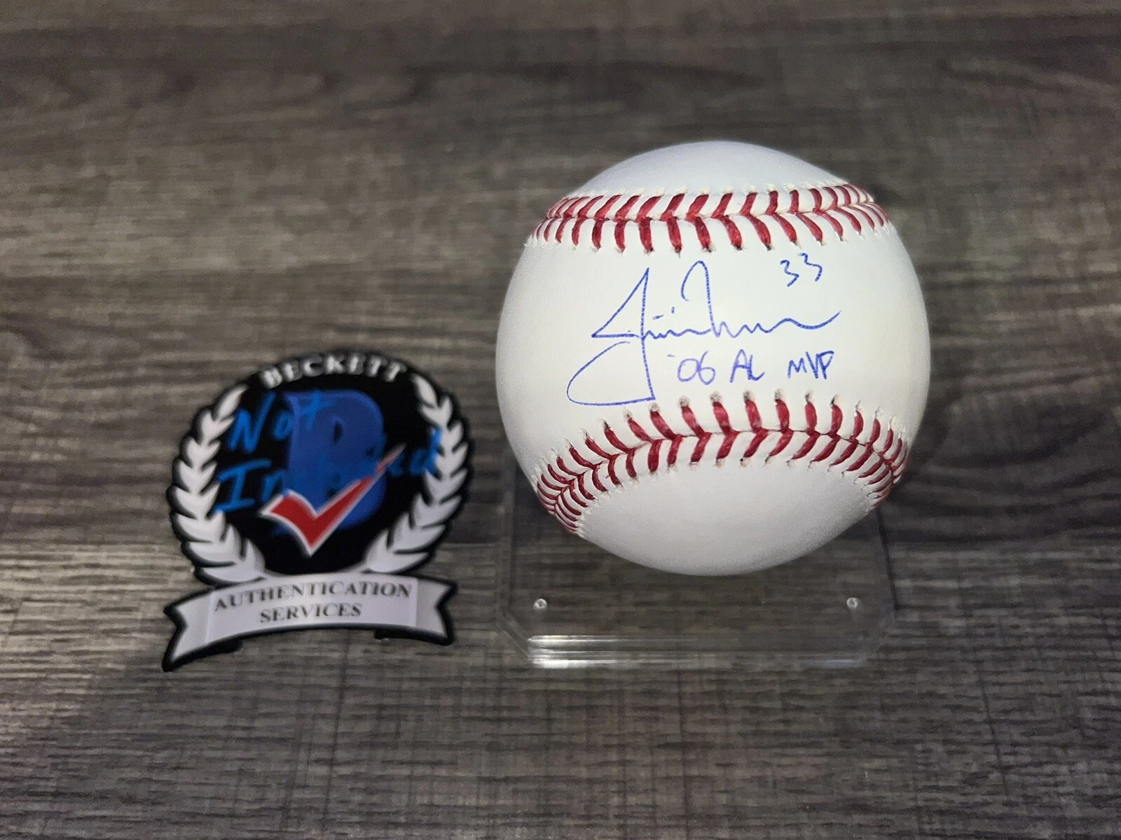 Justin Morneau Signed Official Major League Baseball Twins 06 AL MVP Beckett