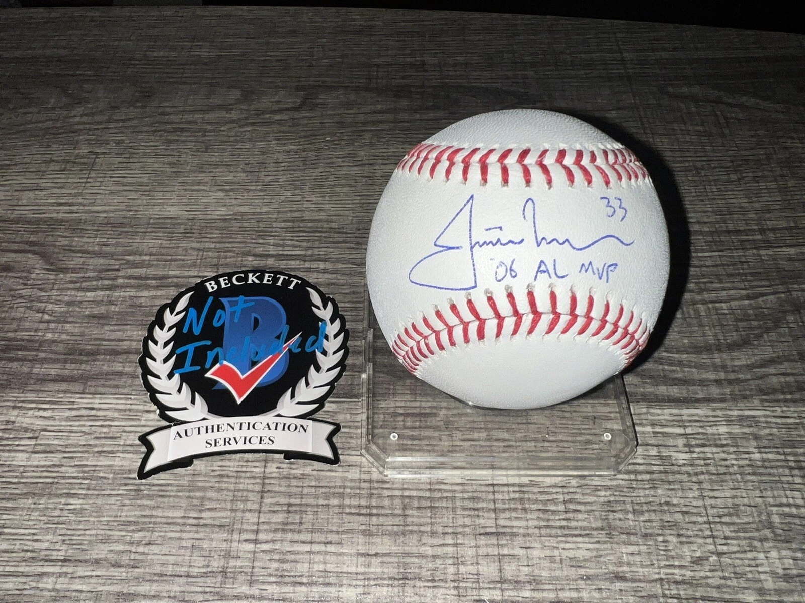 Justin Morneau Signed Official Major League Baseball Twins 06 AL MVP Beckett #2