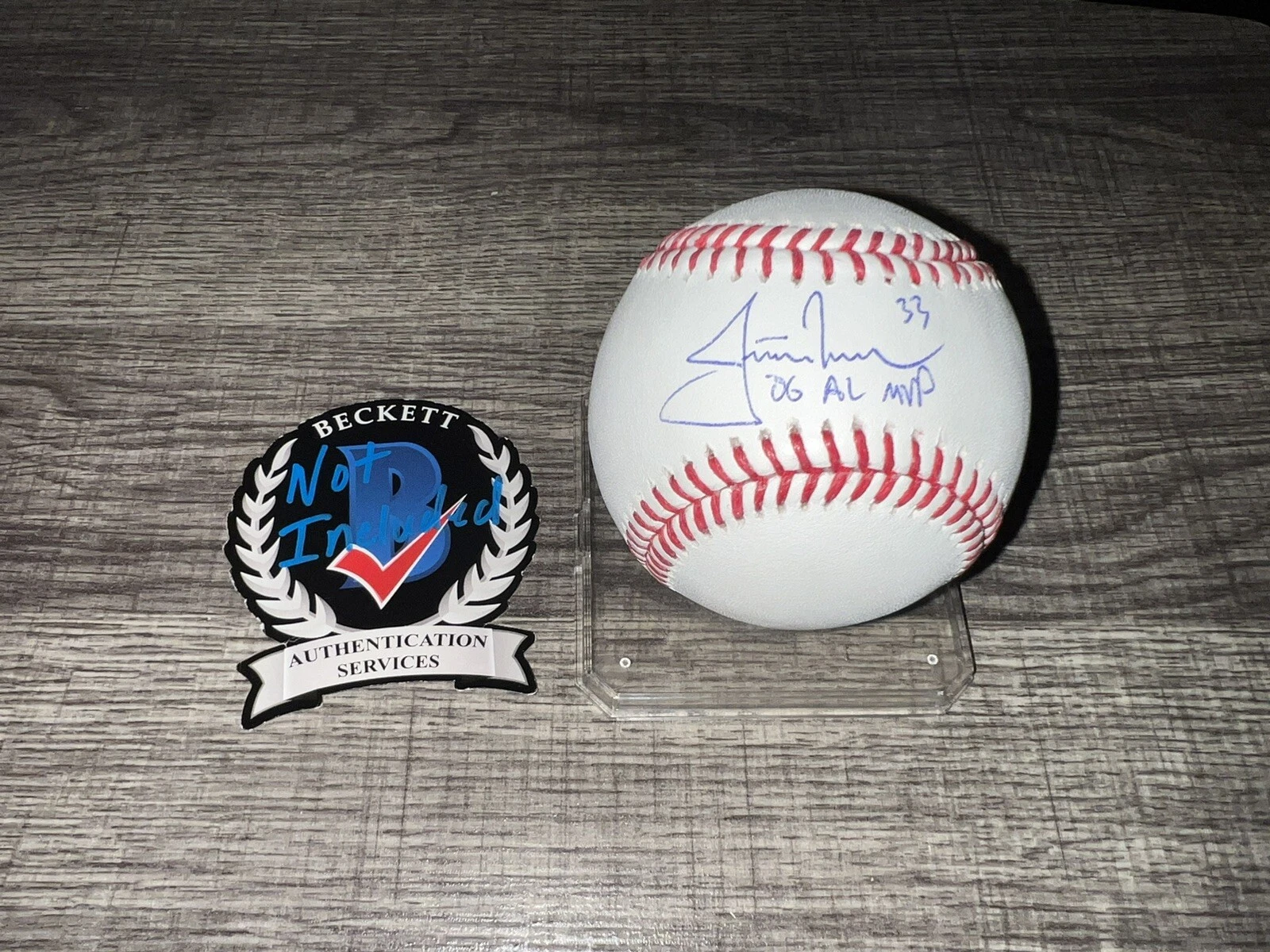 Justin Morneau Signed Official Major League Baseball Twins 06 AL MVP Beckett #3