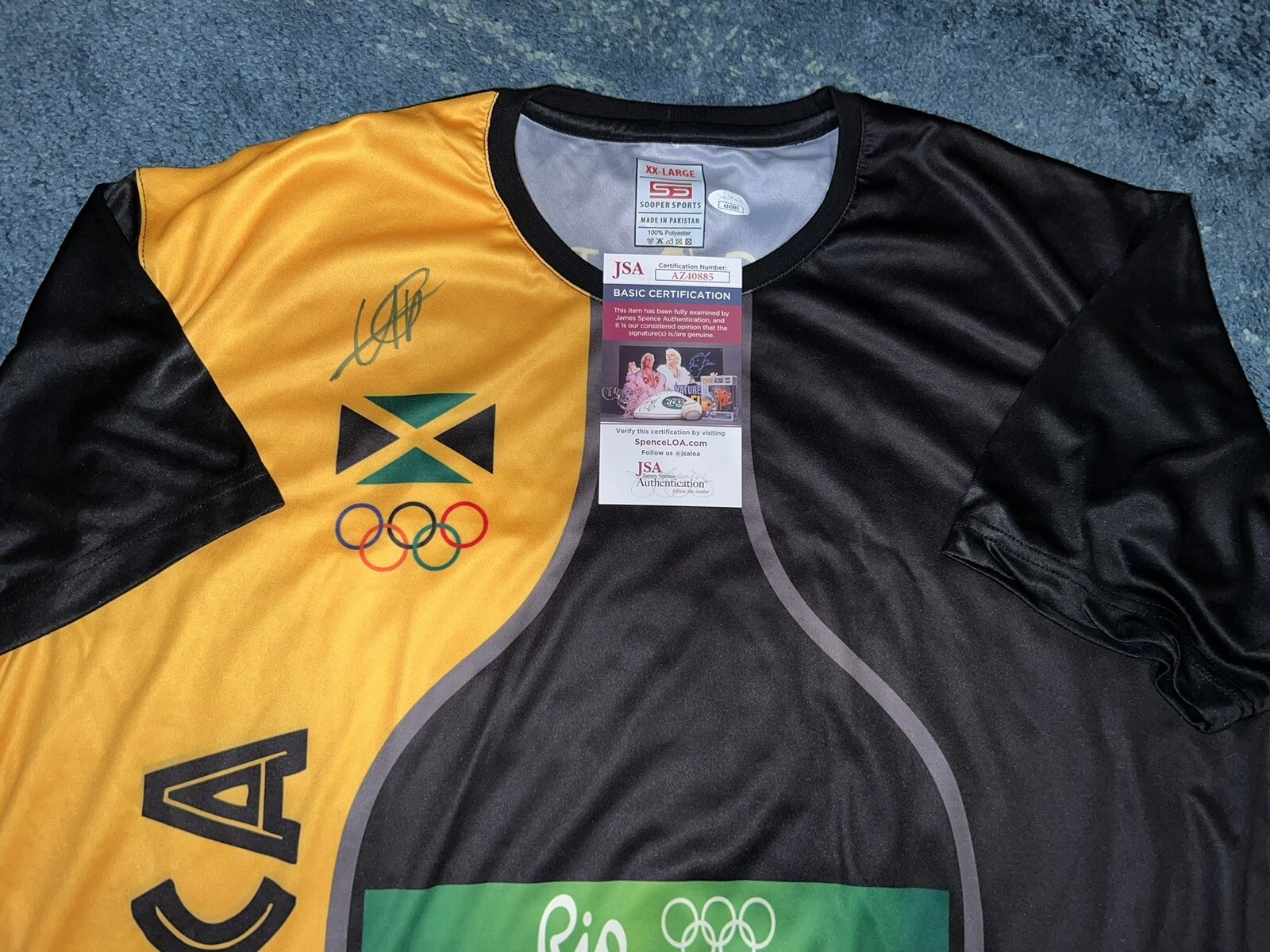 Usain Bolt Signed Puma Rio Olympics Jersey Gold Medal 8x Jamaica JSA Auth #7
