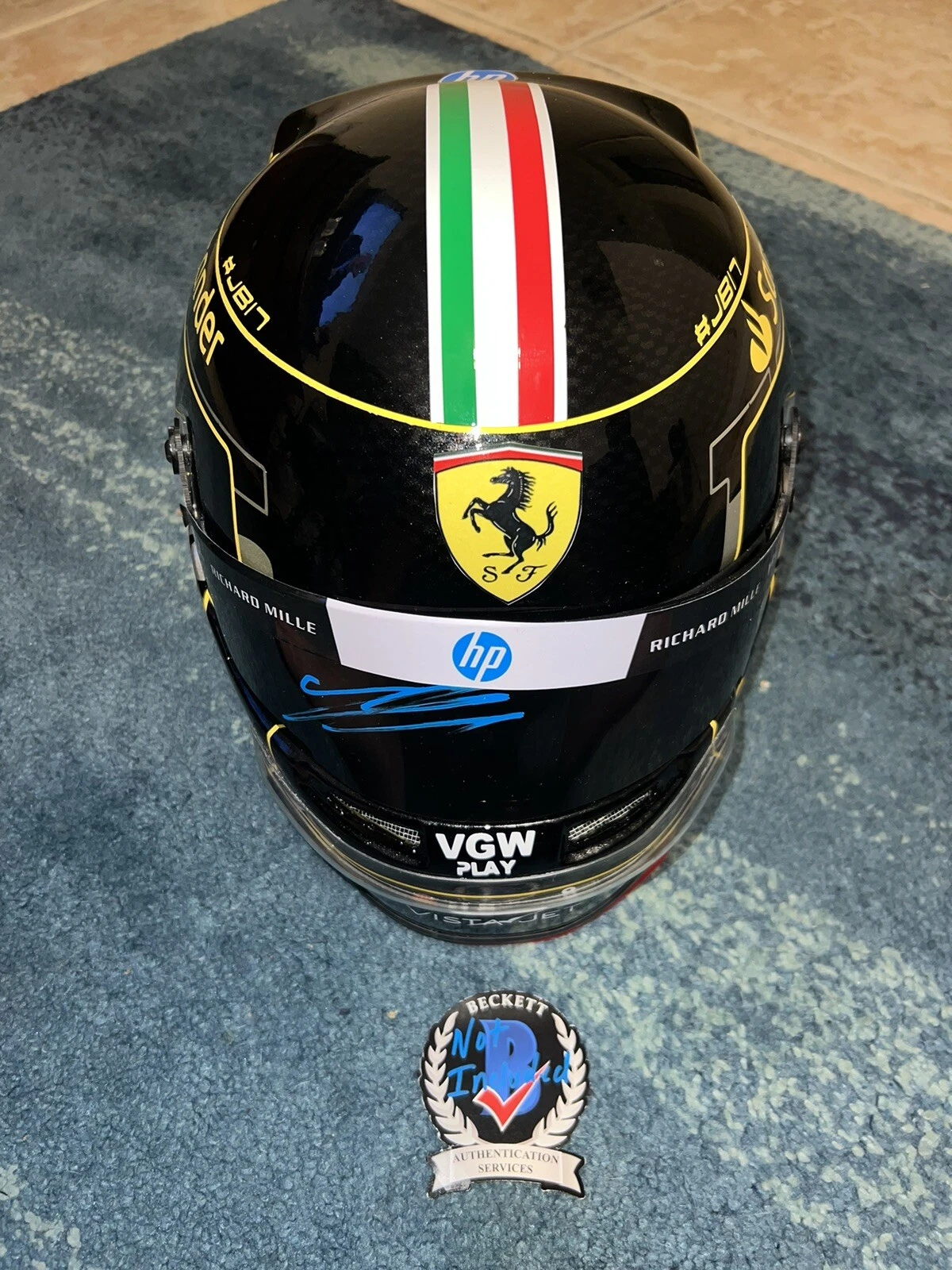 Charles Leclerc Signed 1:1 Full Size Helmet 2024 Monza GP Ferrari Winner BAS