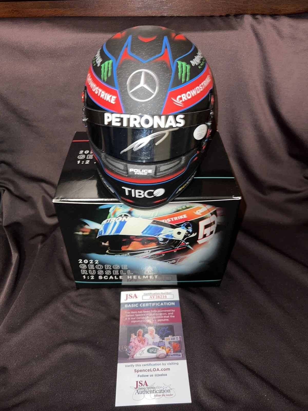 George Russell Signed Official 2022 Season Mini Helmet 1:2 Mercedes JSA Auth #2