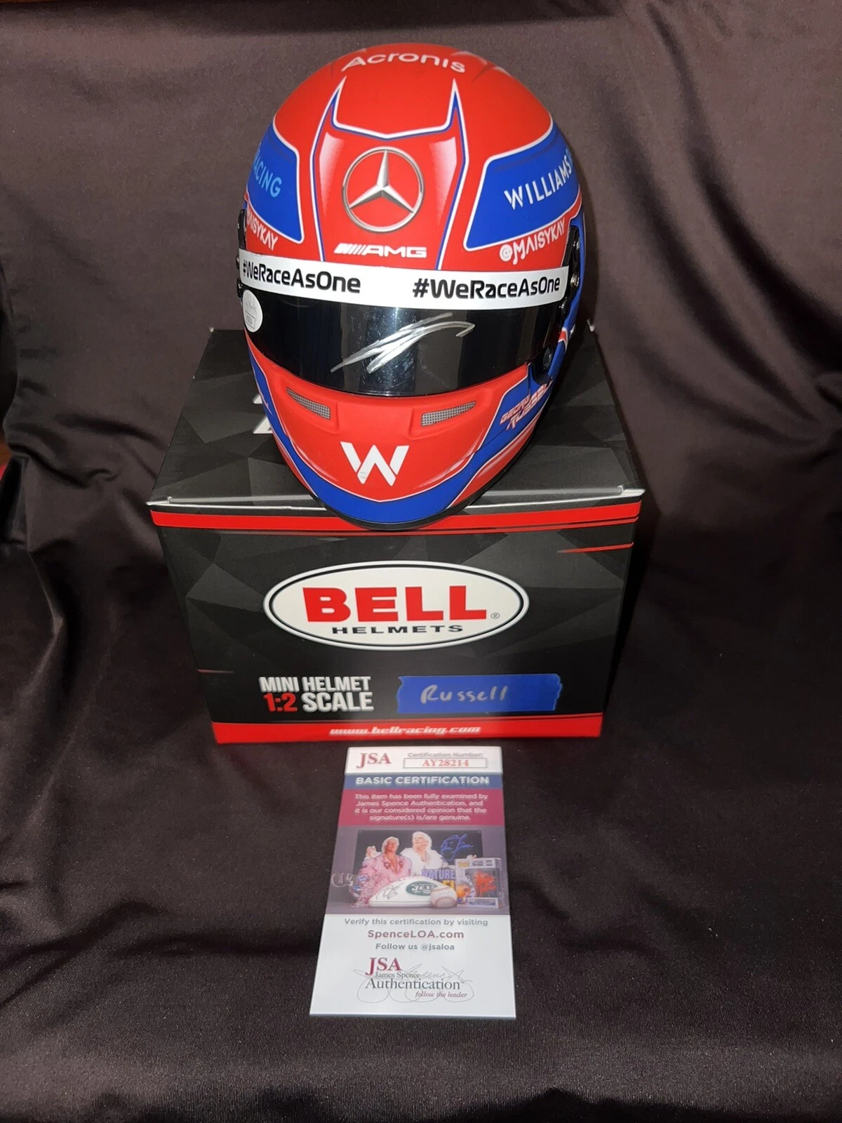 George Russell Signed Official 2021 Season Mini Helmet 1:2 Mercedes JSA Auth #2