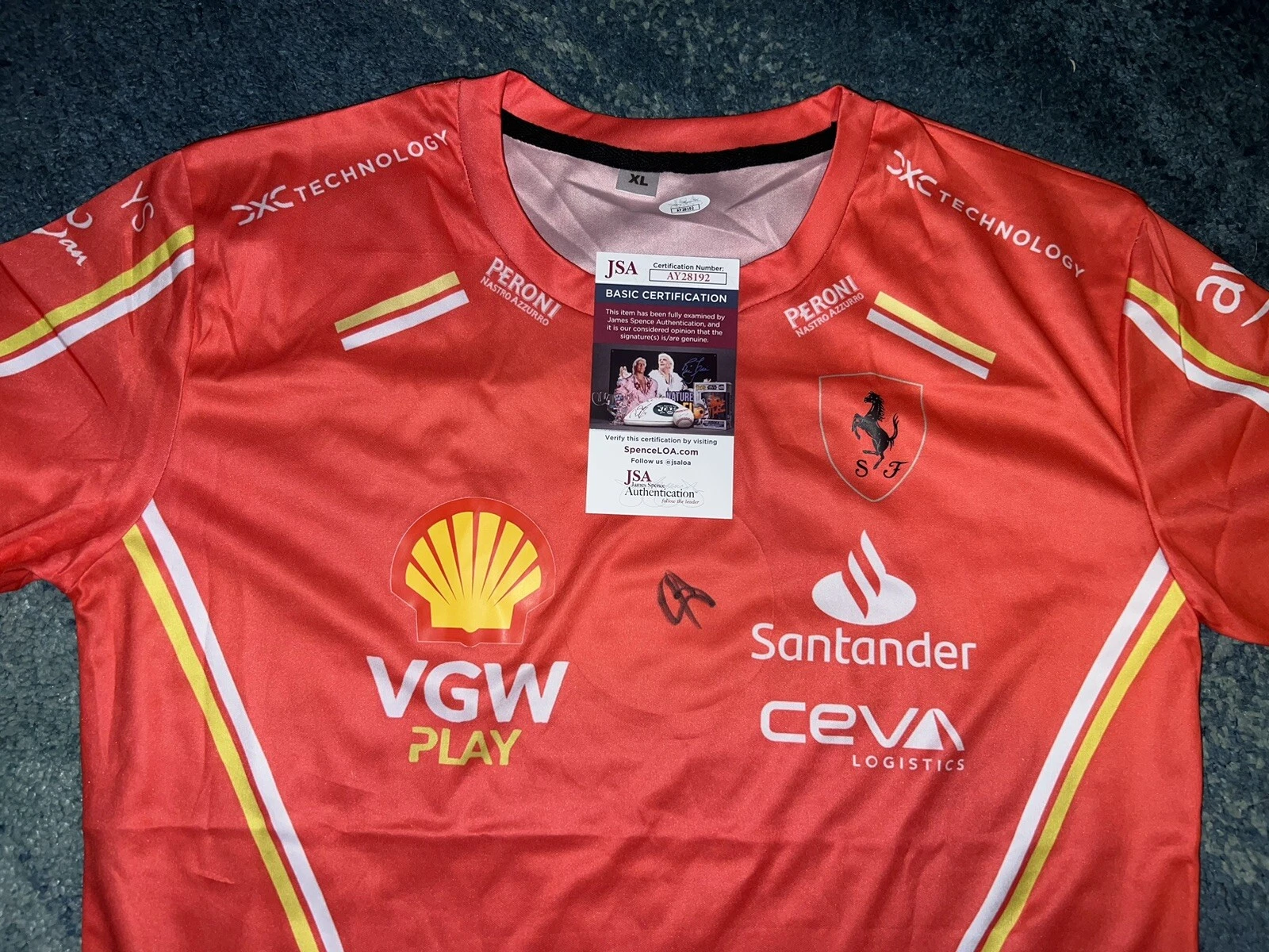 Ollie Bearman Signed Ferrari Shirt Formula 1 Superstar 2024 Rookie JSA Auth