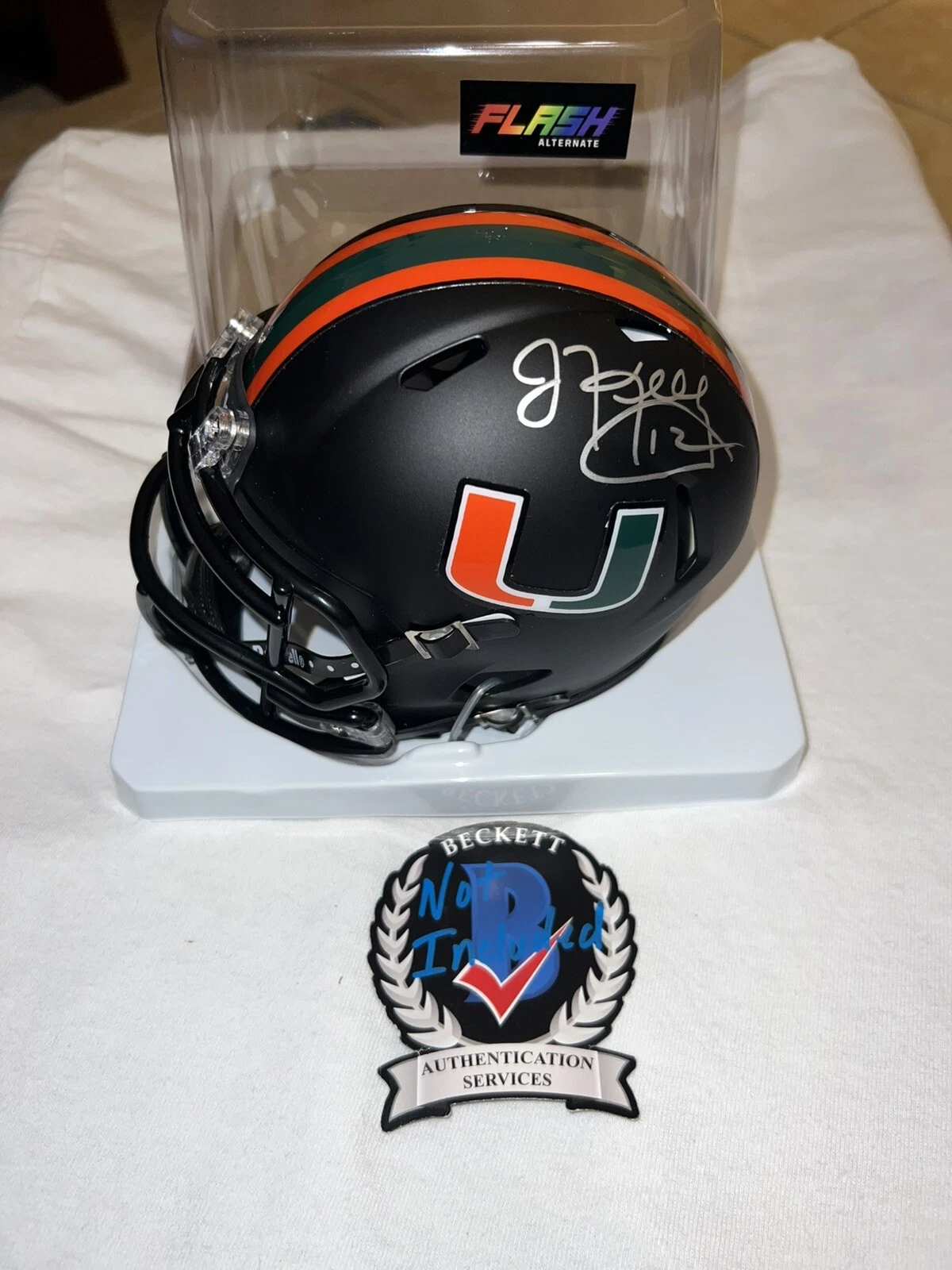 Jim Kelly Signed Official University Of Miami Mini Helmet Buffalo Bills Beckett