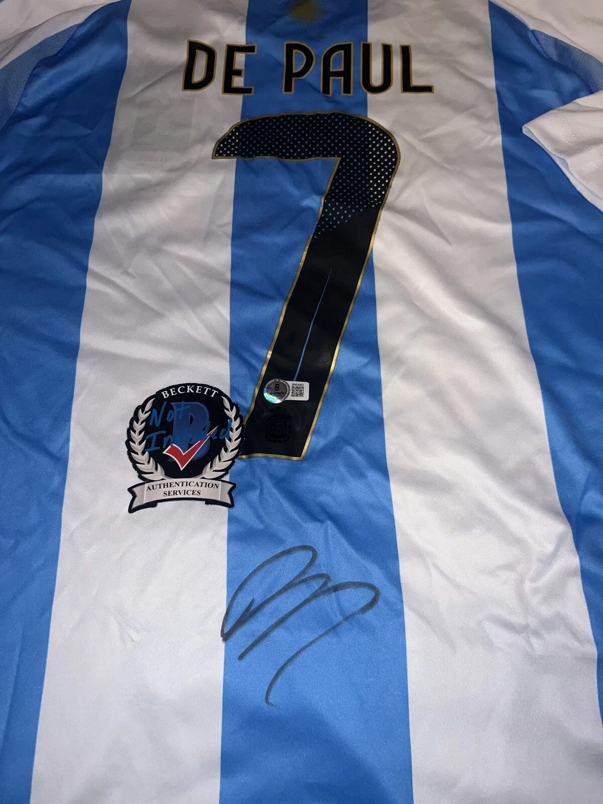 Rodrigo De Paul Signed Argentina Jersey 2022 World Cup Champions Legend Beckett