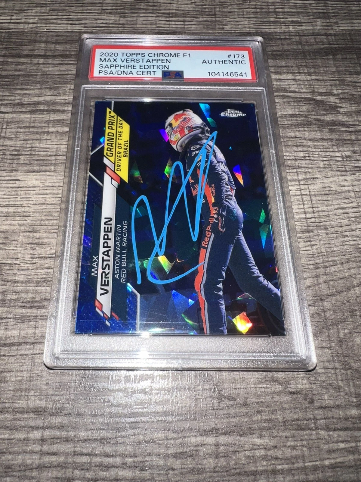 Max Verstappen Signed 2020 Topps Chrome Sapphire F1 Card #173 Rookie PSA/DNA