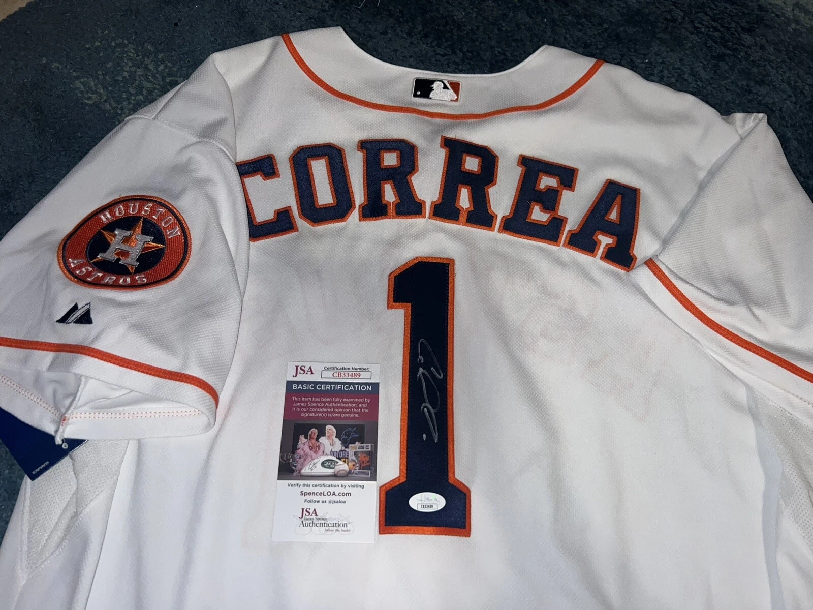 Carlos Correa Signed Houston Astros Jersey Star World Series Champ JSA Auth