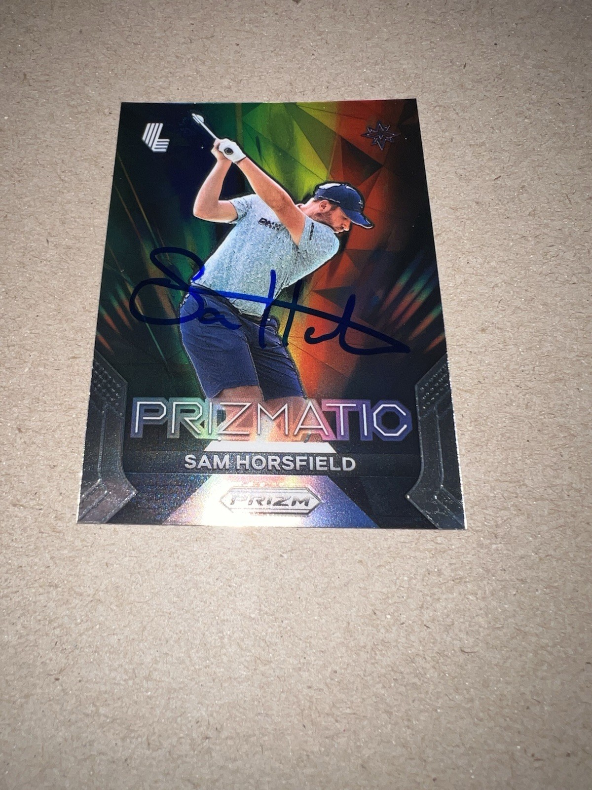 Sam Horsfield Signed 2024 Panini Prizm Prizmatic Trading Card (8) LIV Golf Iron