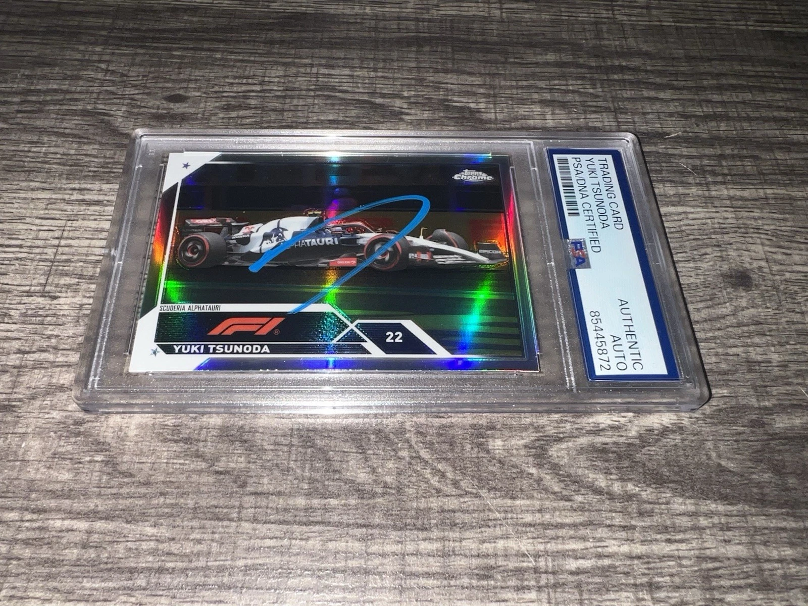 Yuki Tsunoda Signed 2023 Topps Chrome Refractor F1 Card #57 Alphatauri PSA/DNA