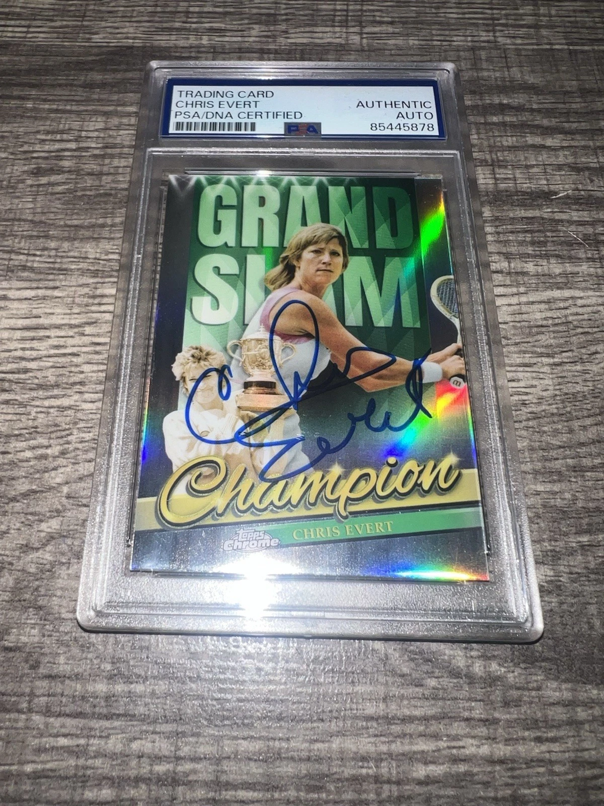 Chris Evert Signed 2024 Topps Chrome Grand Slam Card #GSC-CE Legend PSA/DNA