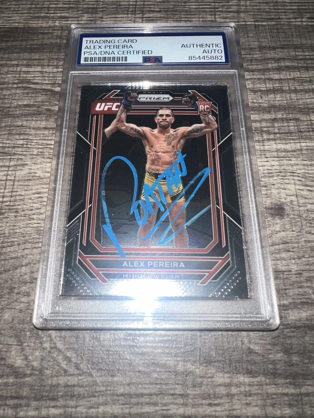 Alex Poatan Pereira Signed 2023 Panini Prizm Trading Card #111 Rookie PSA/DNA #2