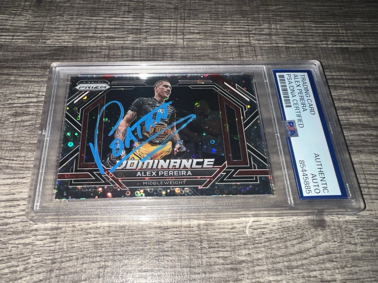 Alex Poatan Pereira Signed 2023 Panini Prizm Trading Card #21 Disco PSA/DNA