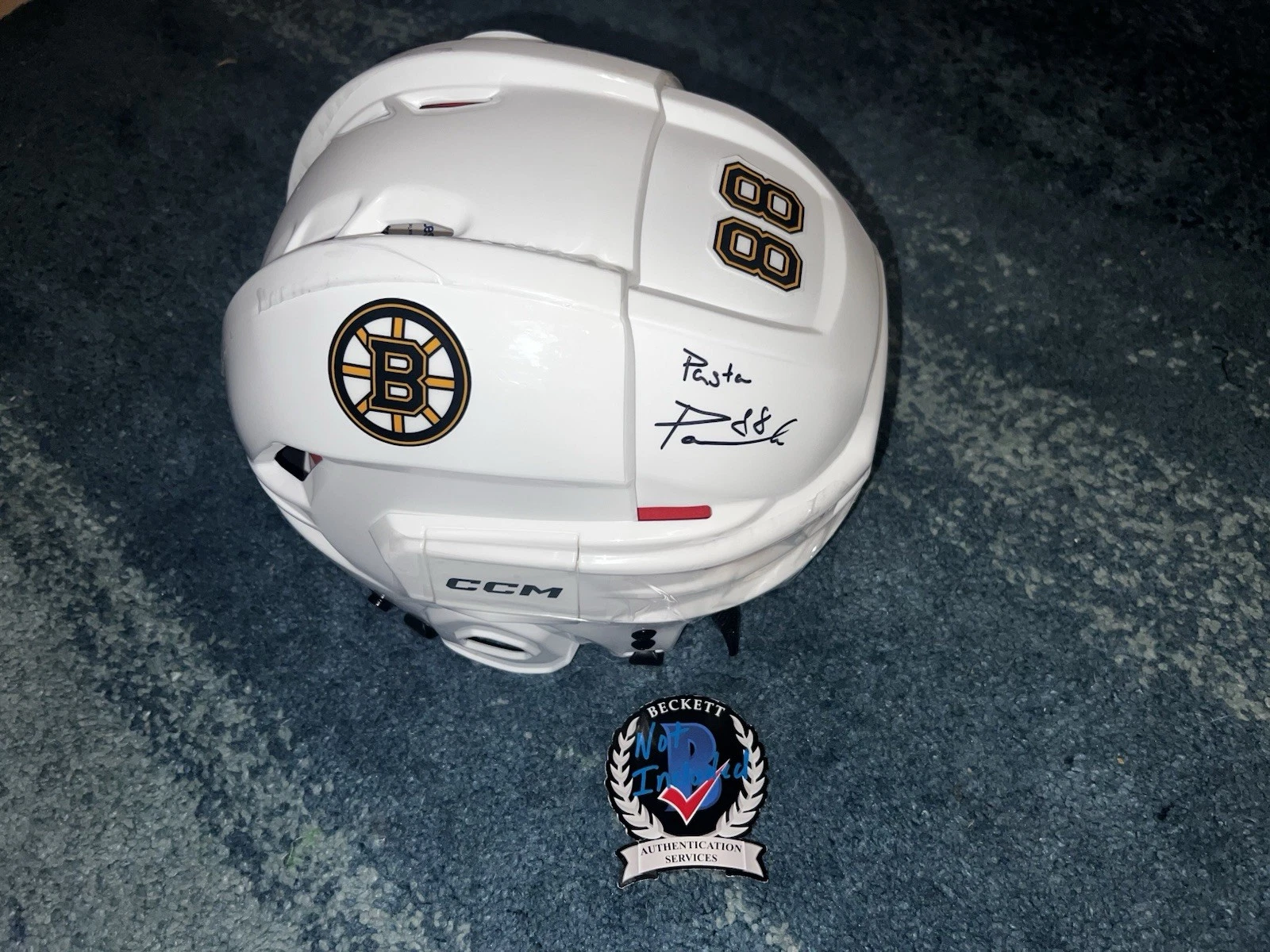 David Pastrnak Signed Full Size CCM Helmet Boston Bruins Superstar Beckett
