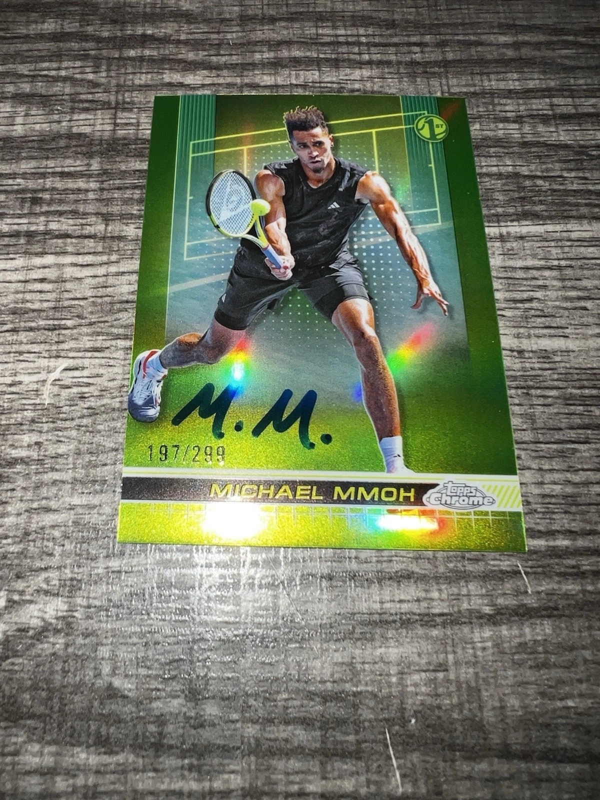 Michael Mmoh Signed 2024 Topps Chrome Trading Card Yellow /299 1st Tennis Star