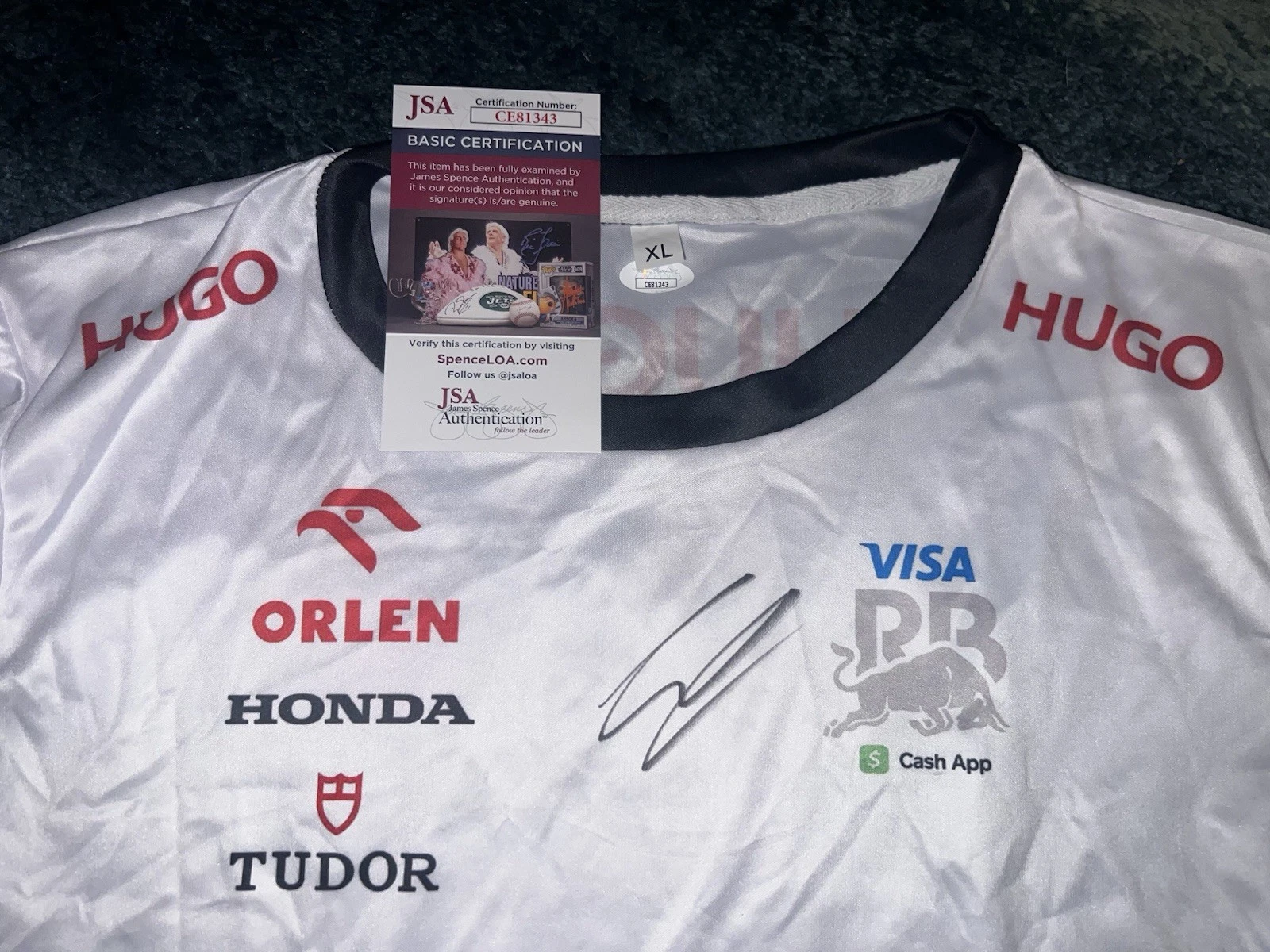 Liam Lawson Signed Visa Cash App Racing Shirt Formula 1 Superstar JSA Auth