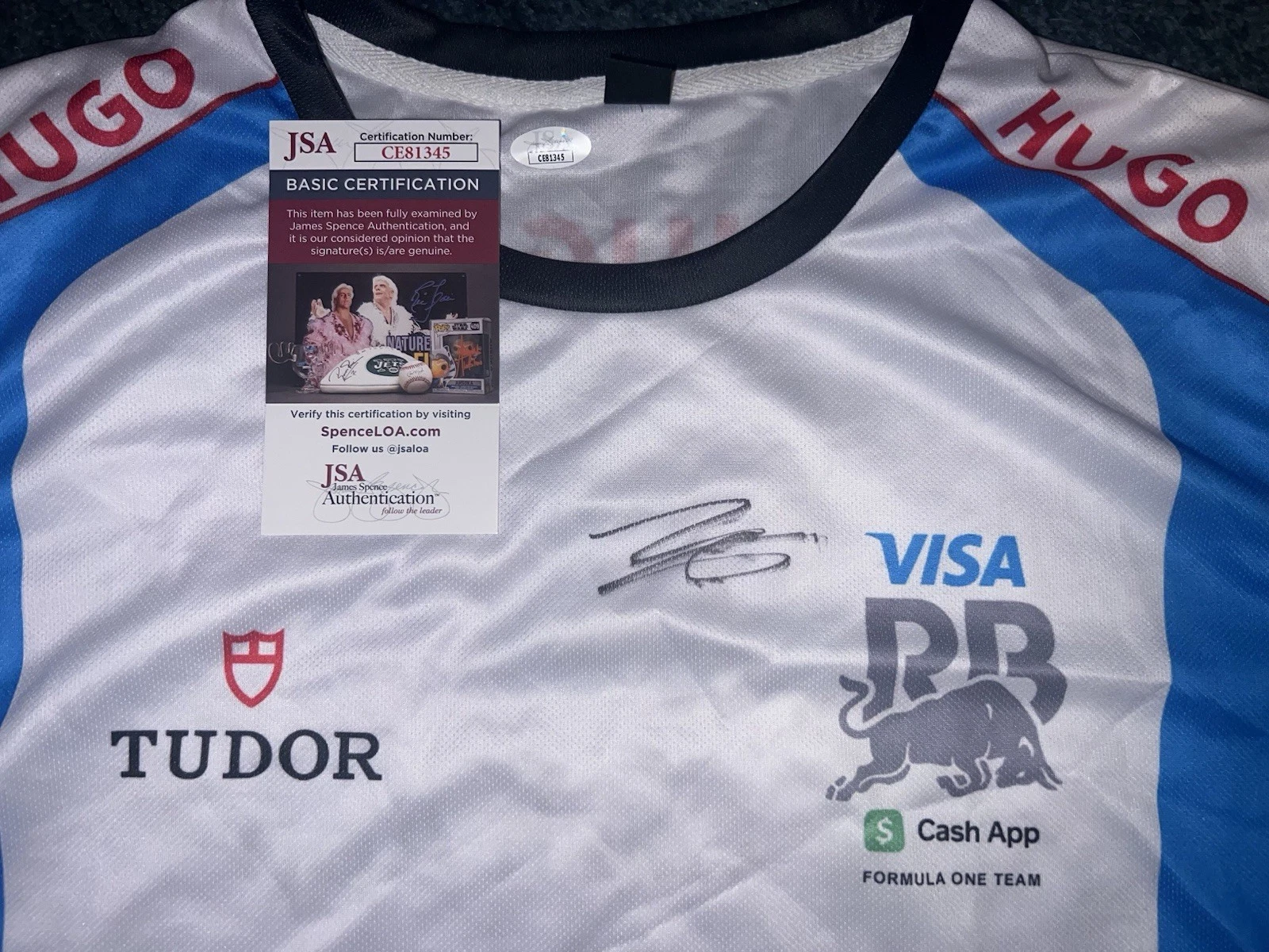 Isack Hadjar Signed Visa Cash App Racing Shirt Formula 1 Racing Bulls JSA Auth