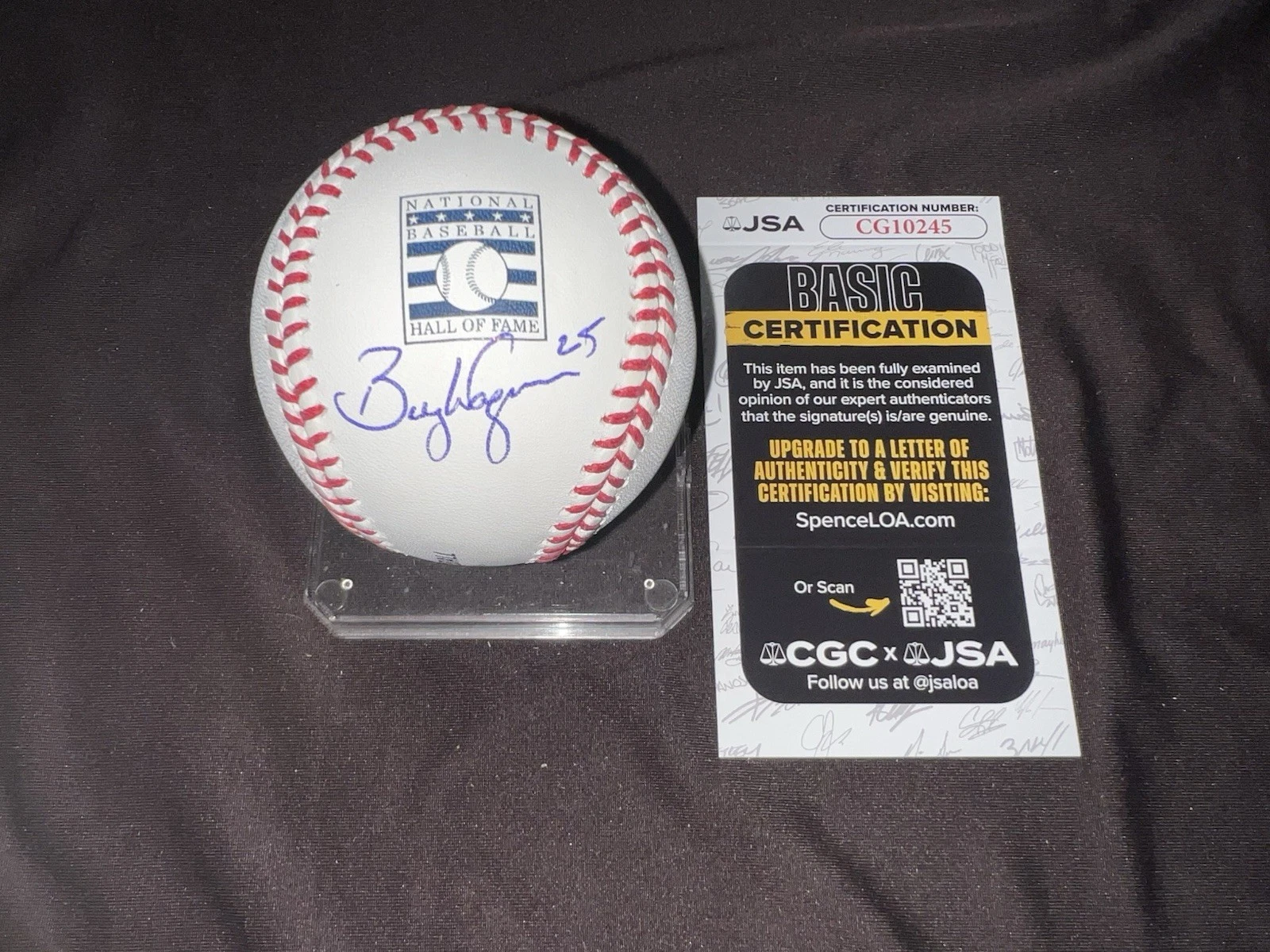 Billy Wagner Signed Official Hall Of Fame Baseball HOF 2025 NY Mets JSA Auth #2