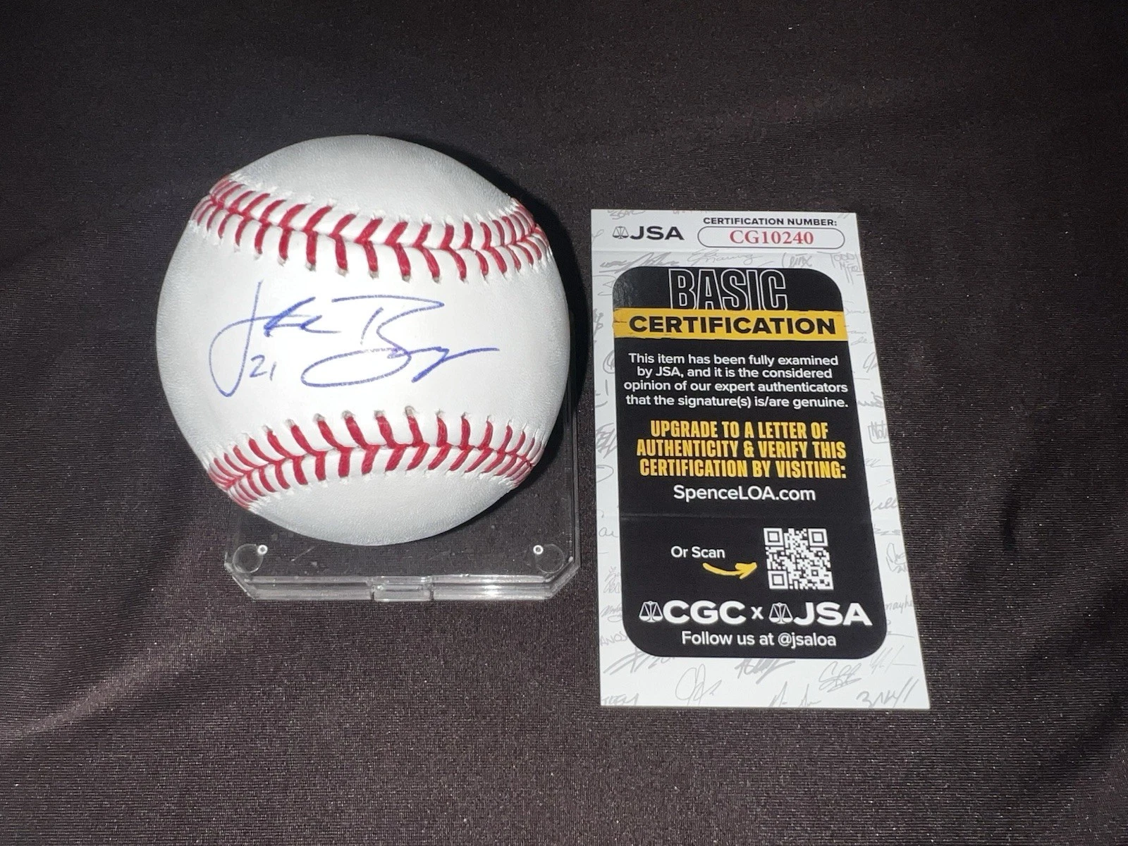 Jake Burger Signed Official Major League Baseball Texas Rangers JSA Auth