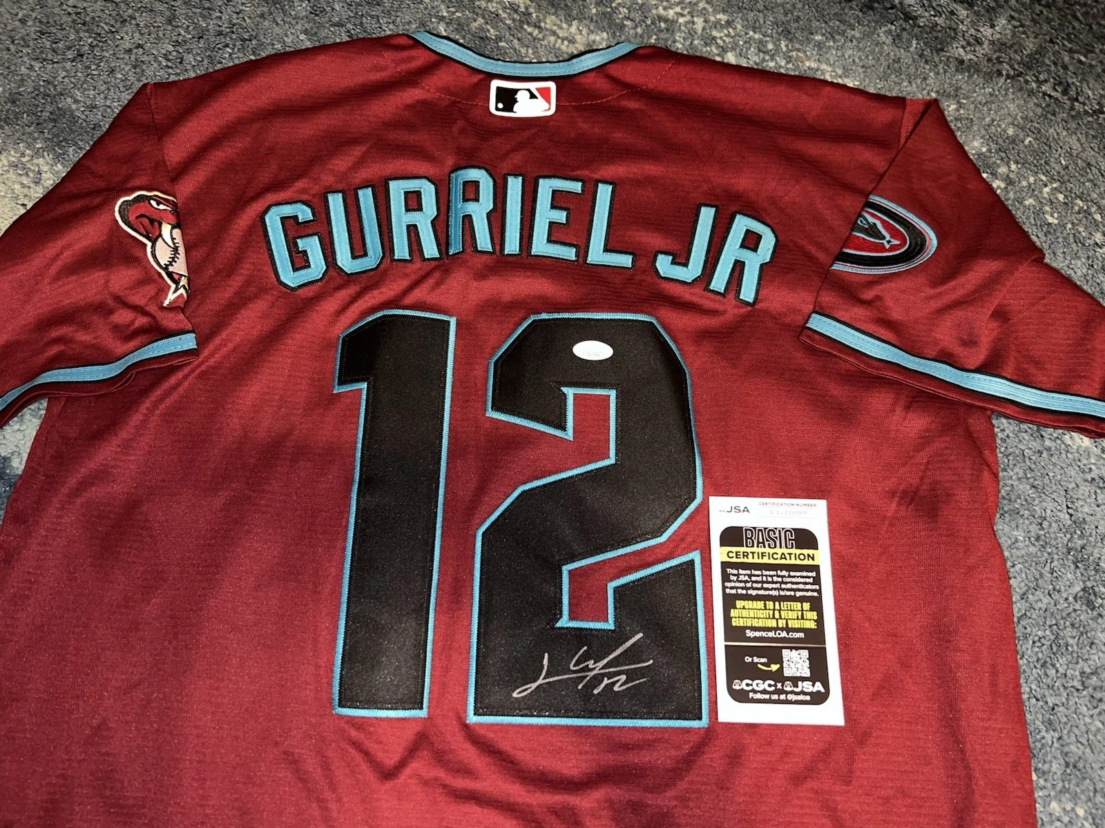 Lourdes Gurriel Jr Signed Arizona Diamondbacks Jersey Star Slugger JSA Auth #2