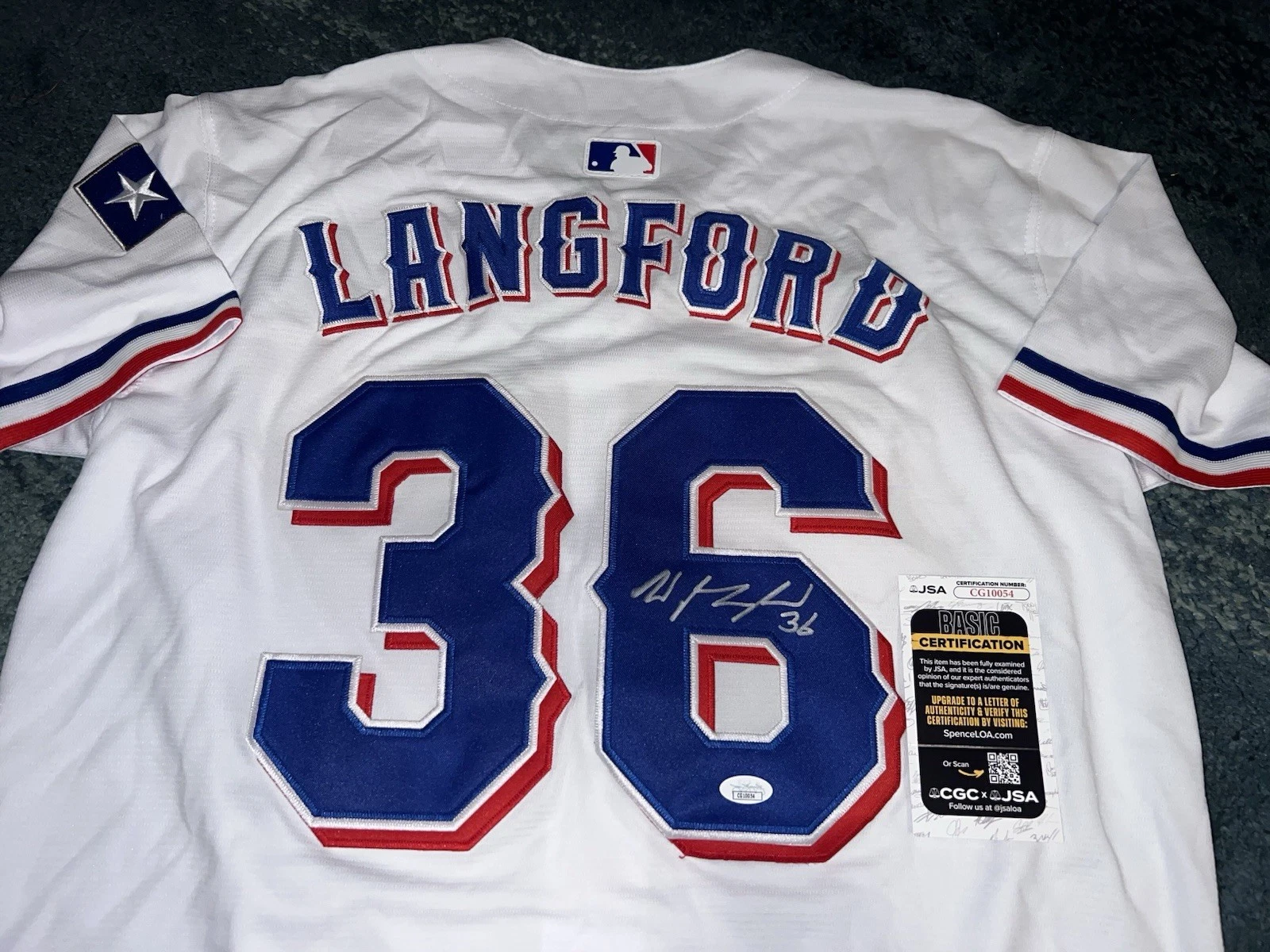 Wyatt Langford Signed Texas Rangers Jersey All Star Slugger JSA Auth #2