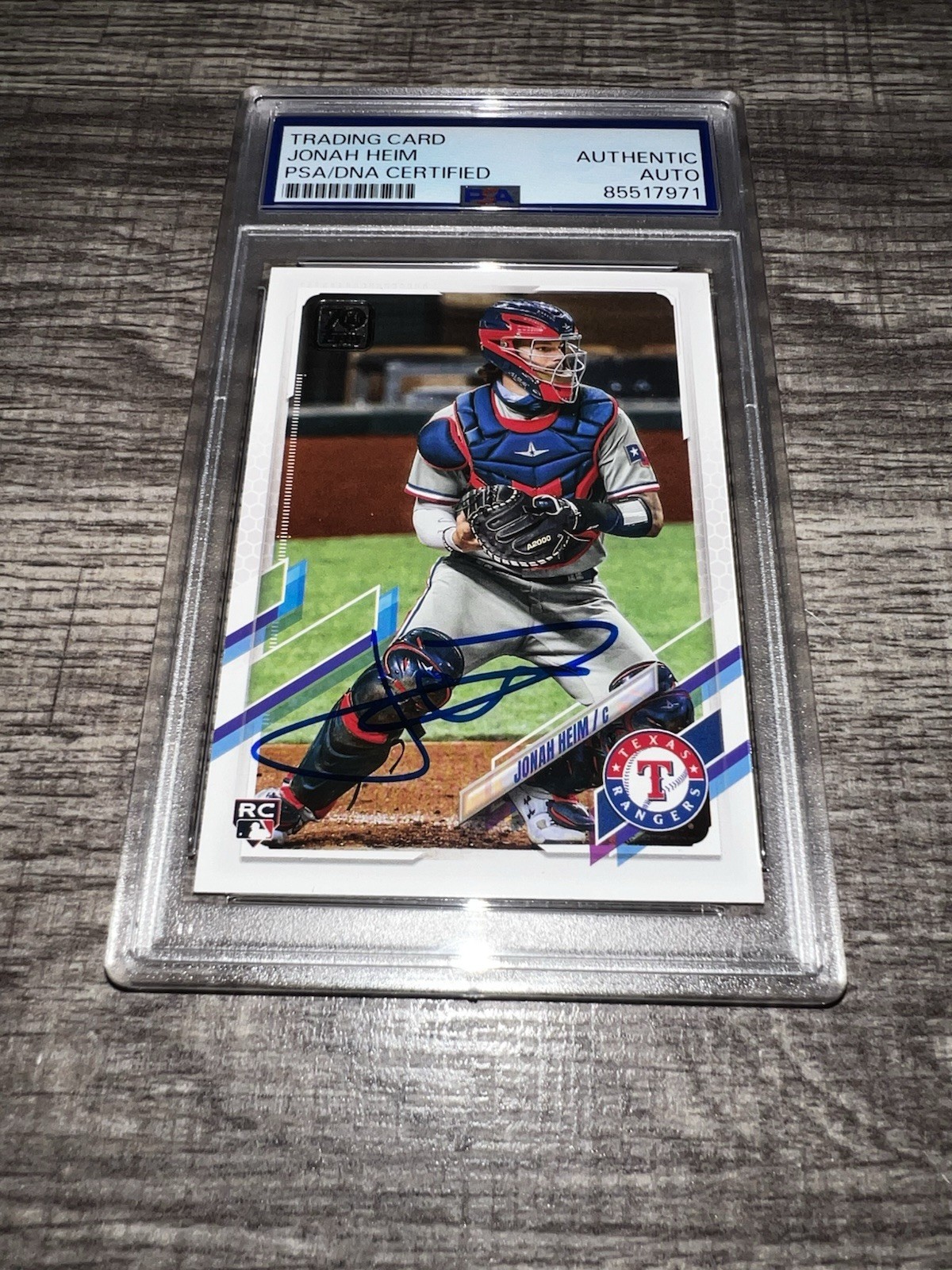 Jonah Heim Signed 2021 Topps Rookie Trading Card Texas Rangers PSA/DNA