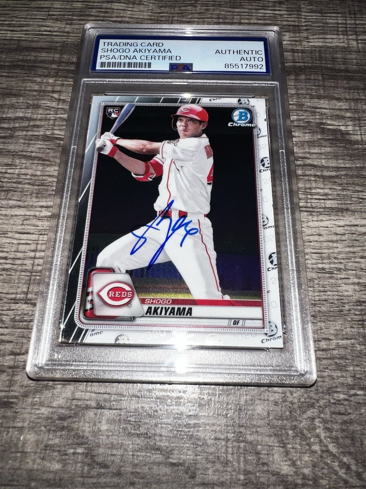 Shogo Akiyama Signed 2020 Bowman Chrome Rookie Trading Card Reds Japan PSA/DNA
