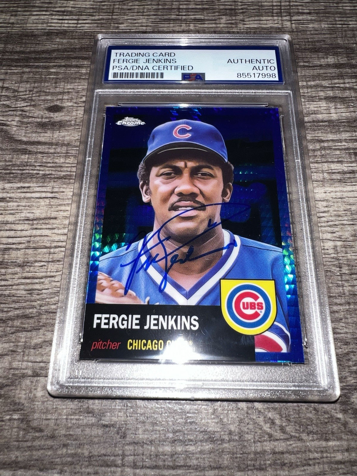 Fergie Jenkins Signed 2022 Topps Chrome Blue Trading Card Chicago Cubs PSA/DNA