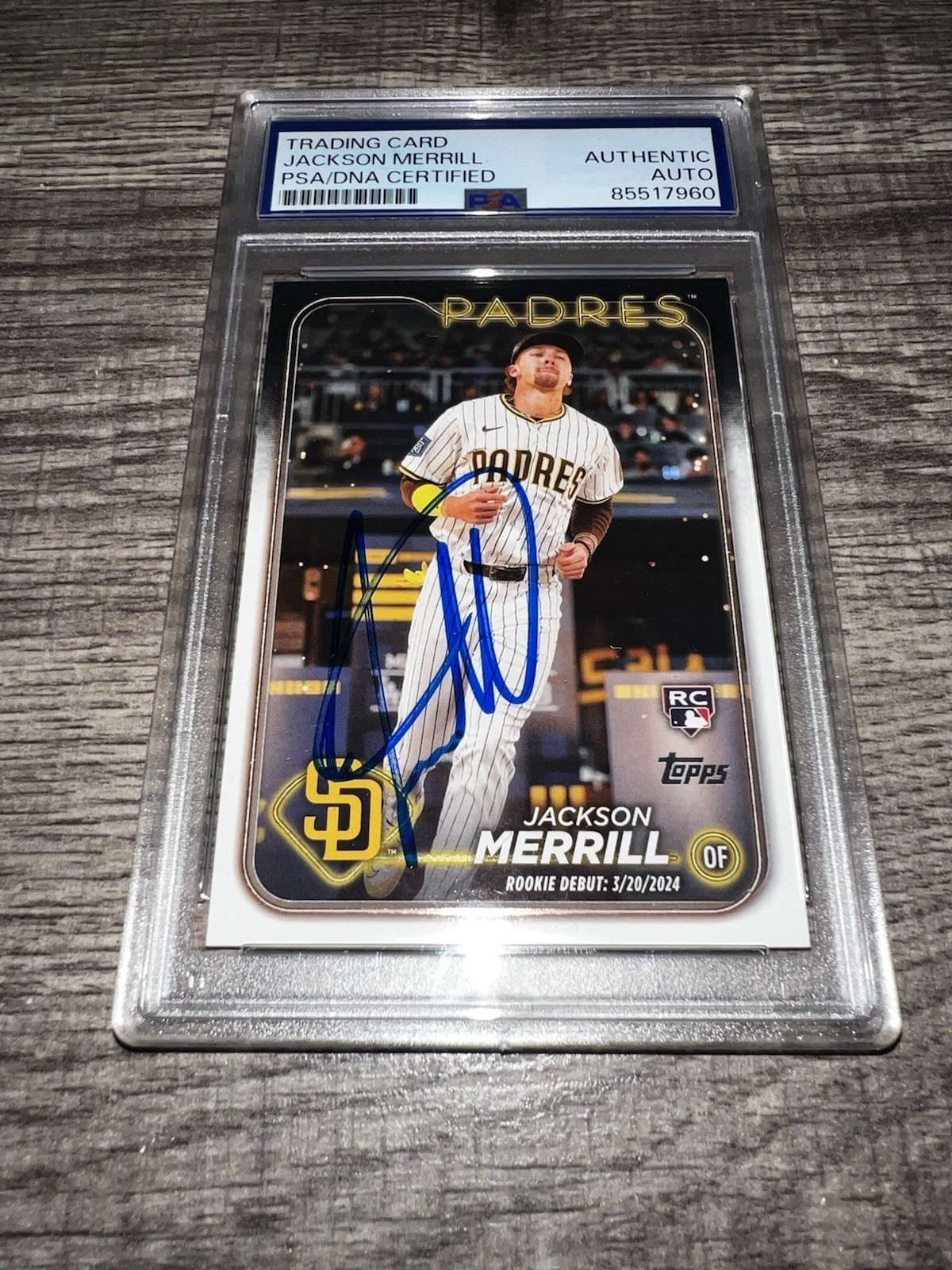 Jackson Merrill Signed 2024 Topps RC Trading Card San Diego Padres PSA/DNA #4