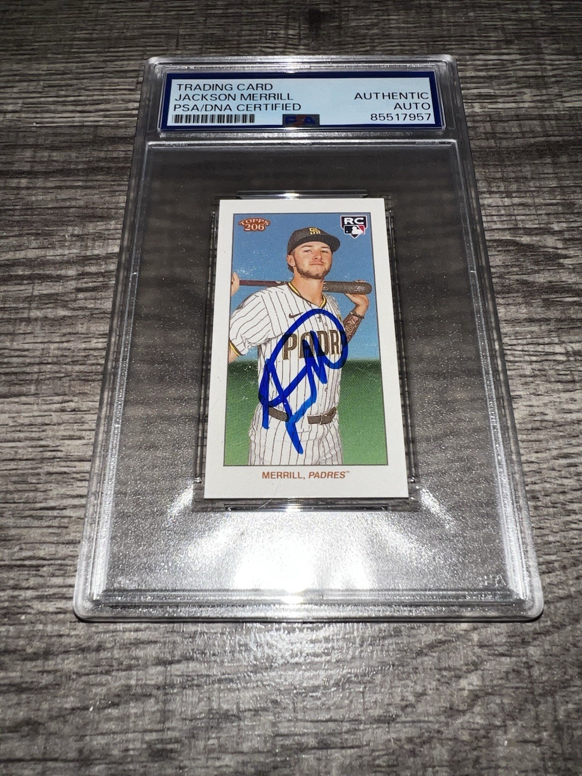 Jackson Merrill Signed 2024 Topps 206 RC Trading Card San Diego Padres PSA/DNA