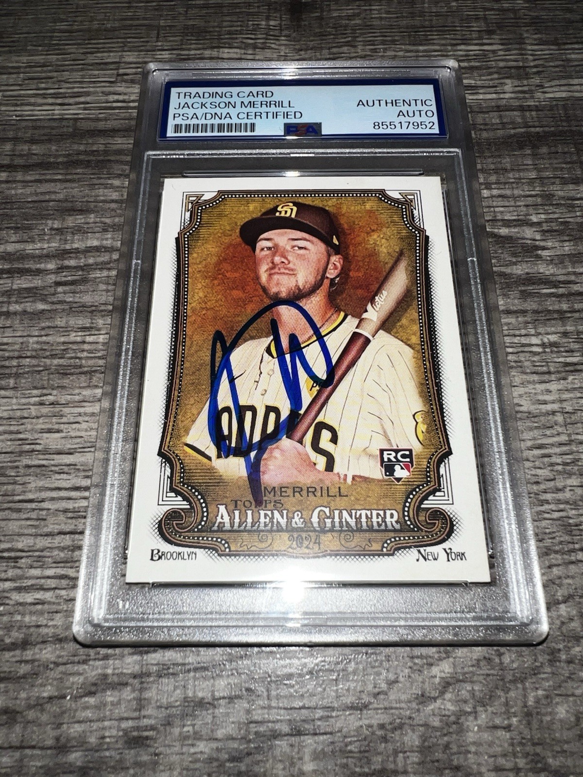 Jackson Merrill Signed 2024 Topps A&G RC Trading Card San Diego Padres PSA/DNA