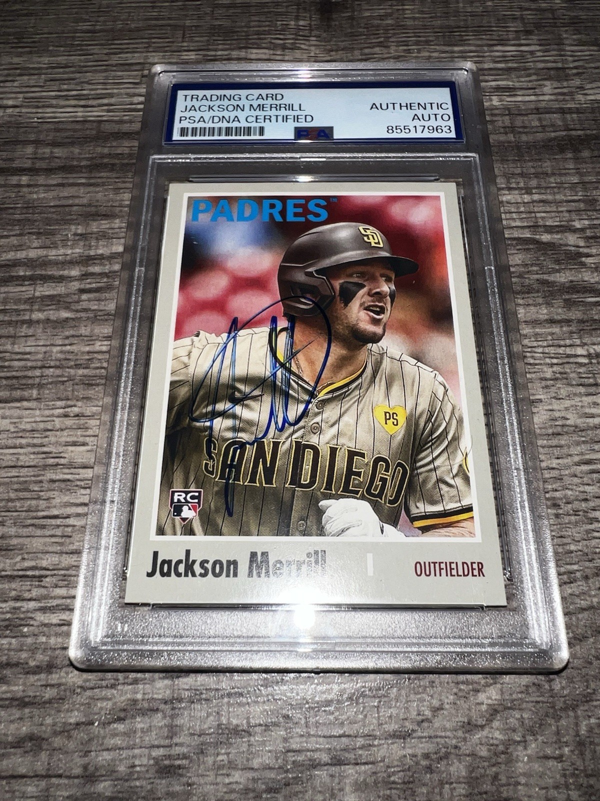 Jackson Merrill Signed 2024 Topps Archives Trading Card San Diego Padres PSA #2