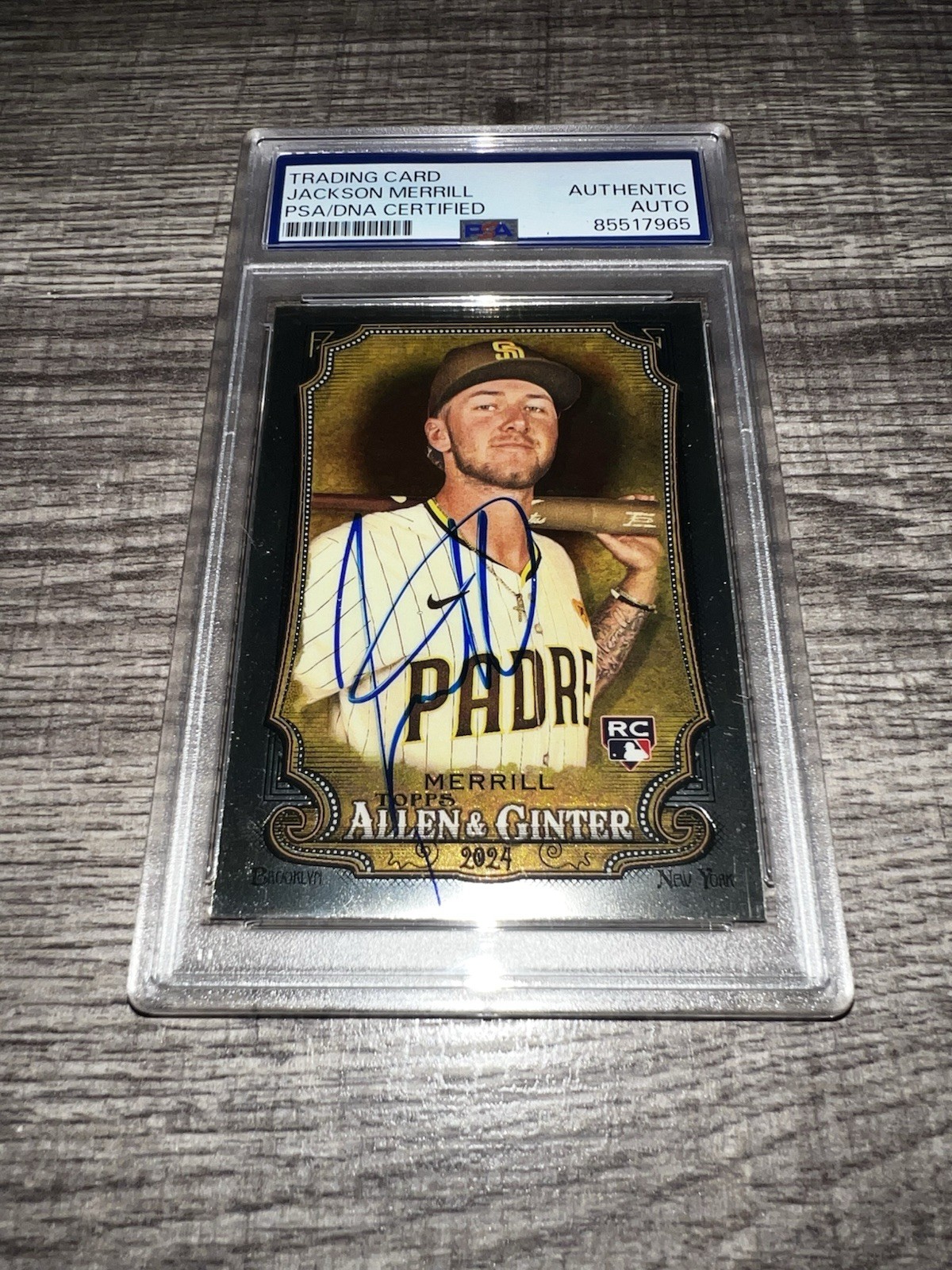 Jackson Merrill Signed 2024 Topps A&G Chrome Trading Card San Diego Padres PSA