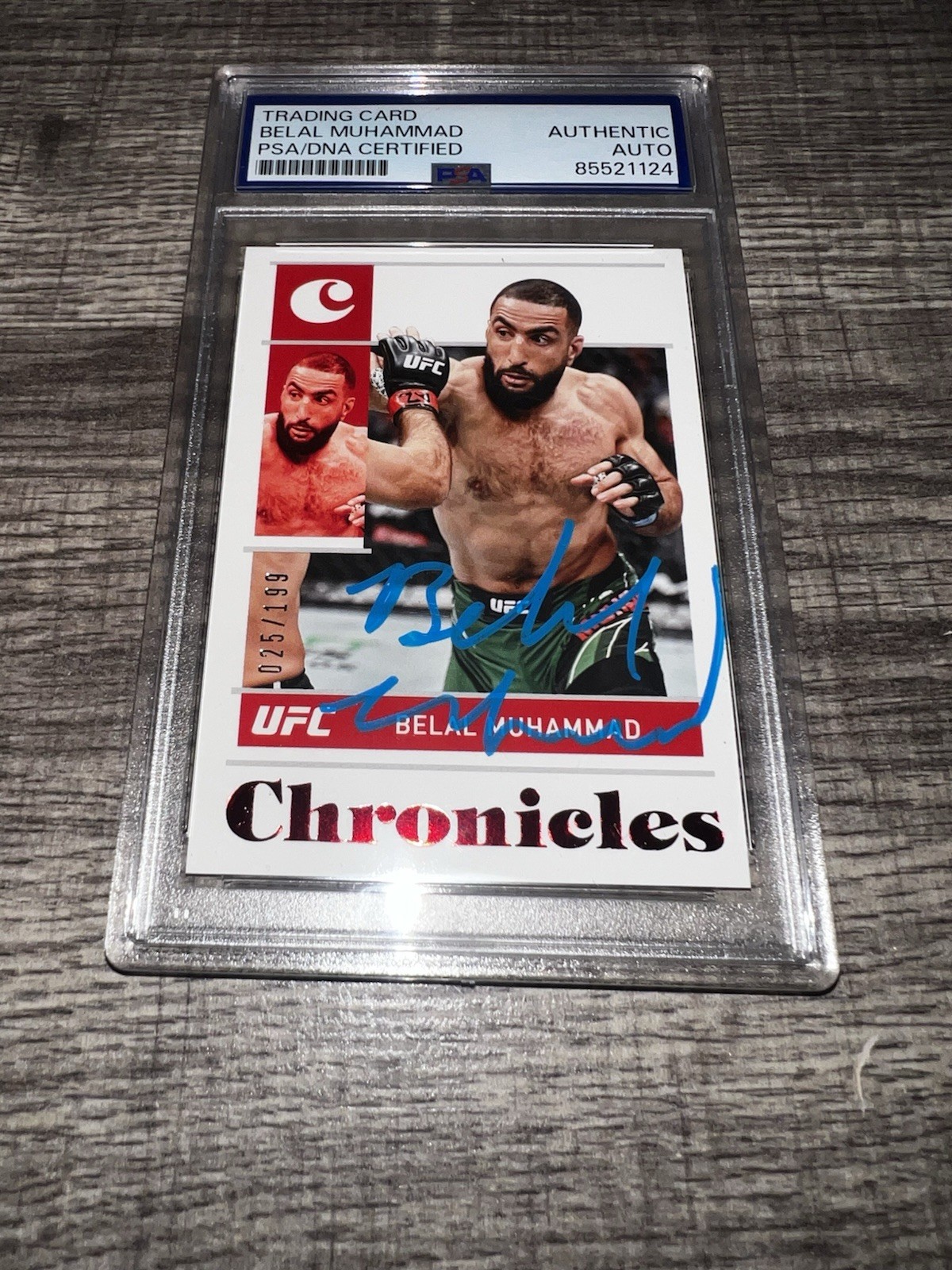 Belal Muhammad Signed 2022 Panini Chronicles UFC Trading Card 25/199 PSA/DNA