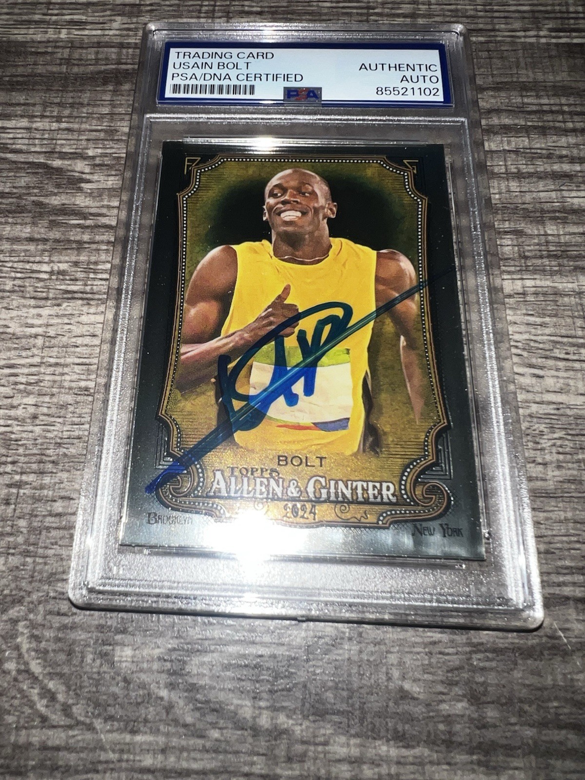 Usain Bolt Signed 2024 A&G Chrome Trading Card #208 Gold Medal Legend PSA/DNA