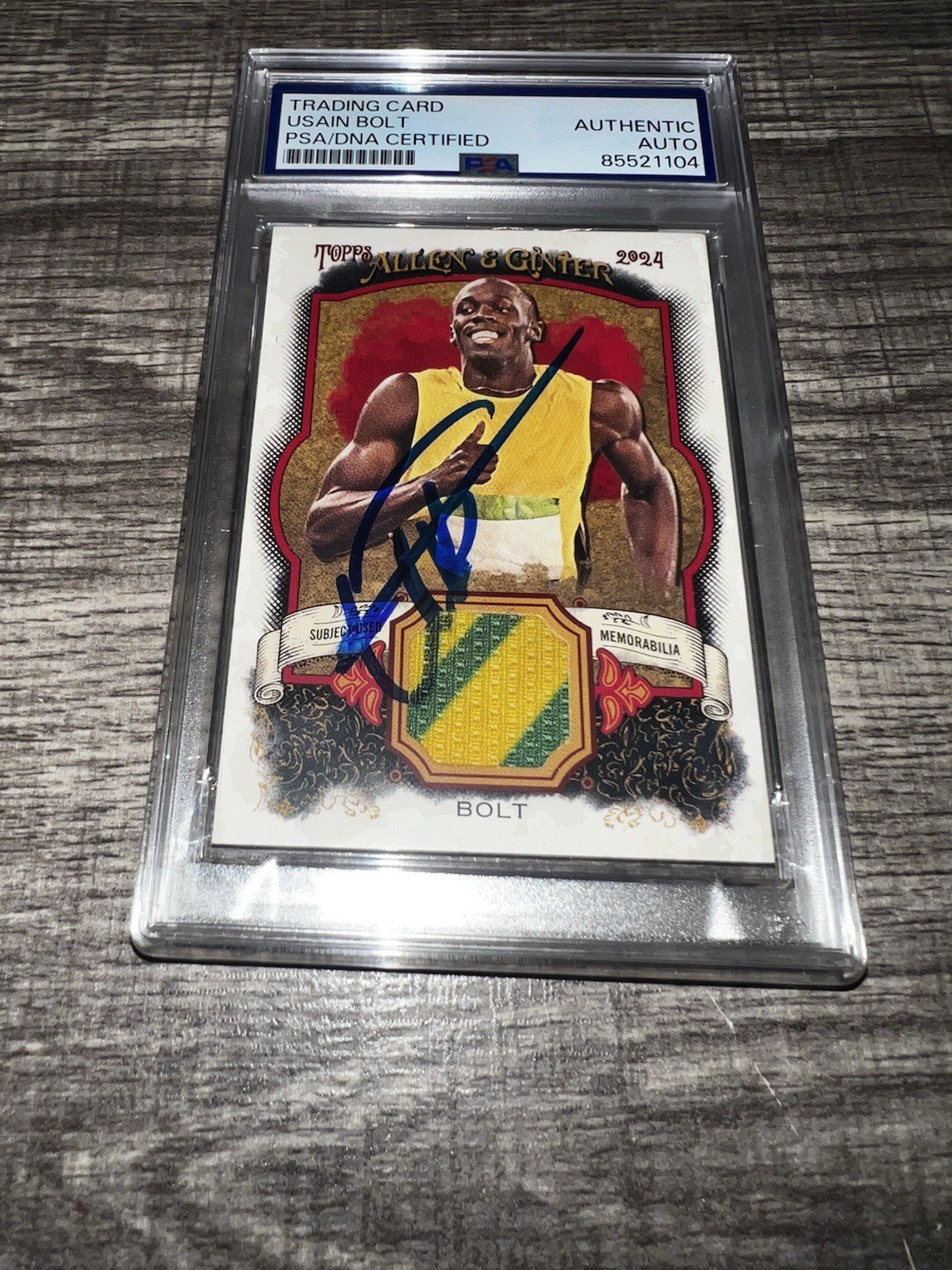 Usain Bolt Signed 2024 A&G Relic Trading Card #208 Gold Medal Legend PSA/DNA #2